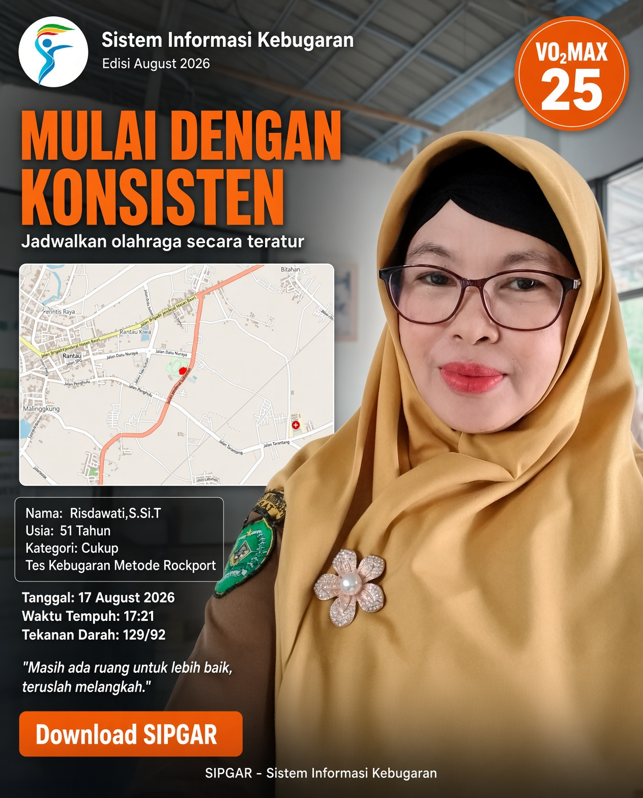 Cover hasil tes kebugaran Risdawati,S.Si.T