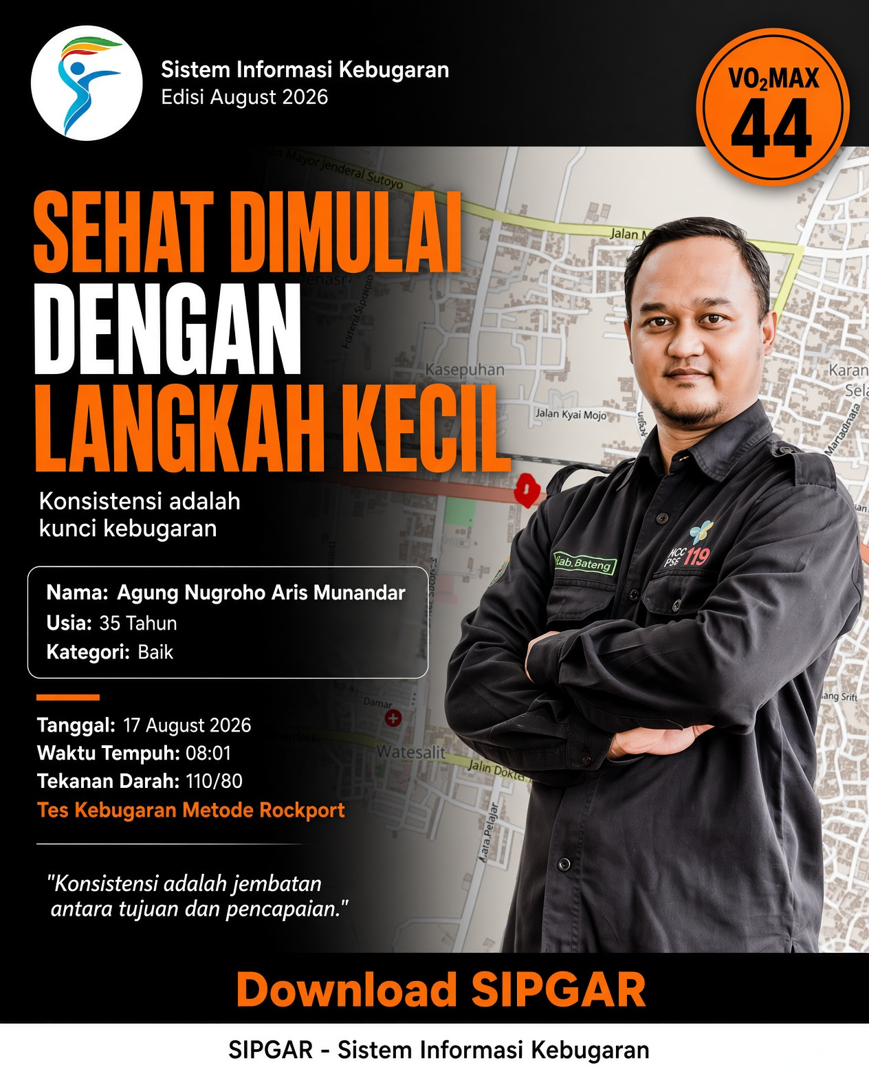 Cover hasil tes kebugaran Agung Nugroho Aris Munandar