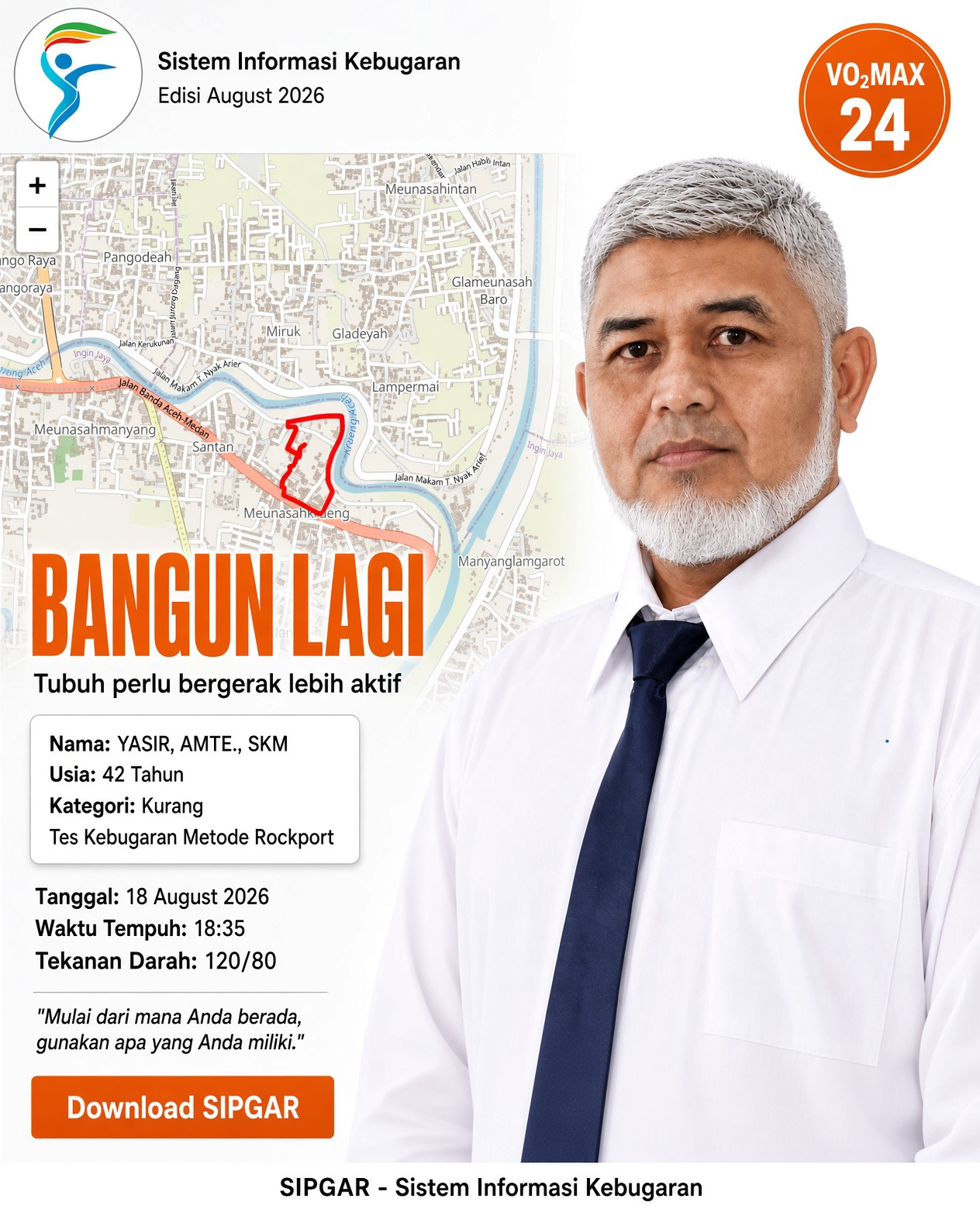 Cover hasil tes kebugaran YASIR, AMTE., SKM