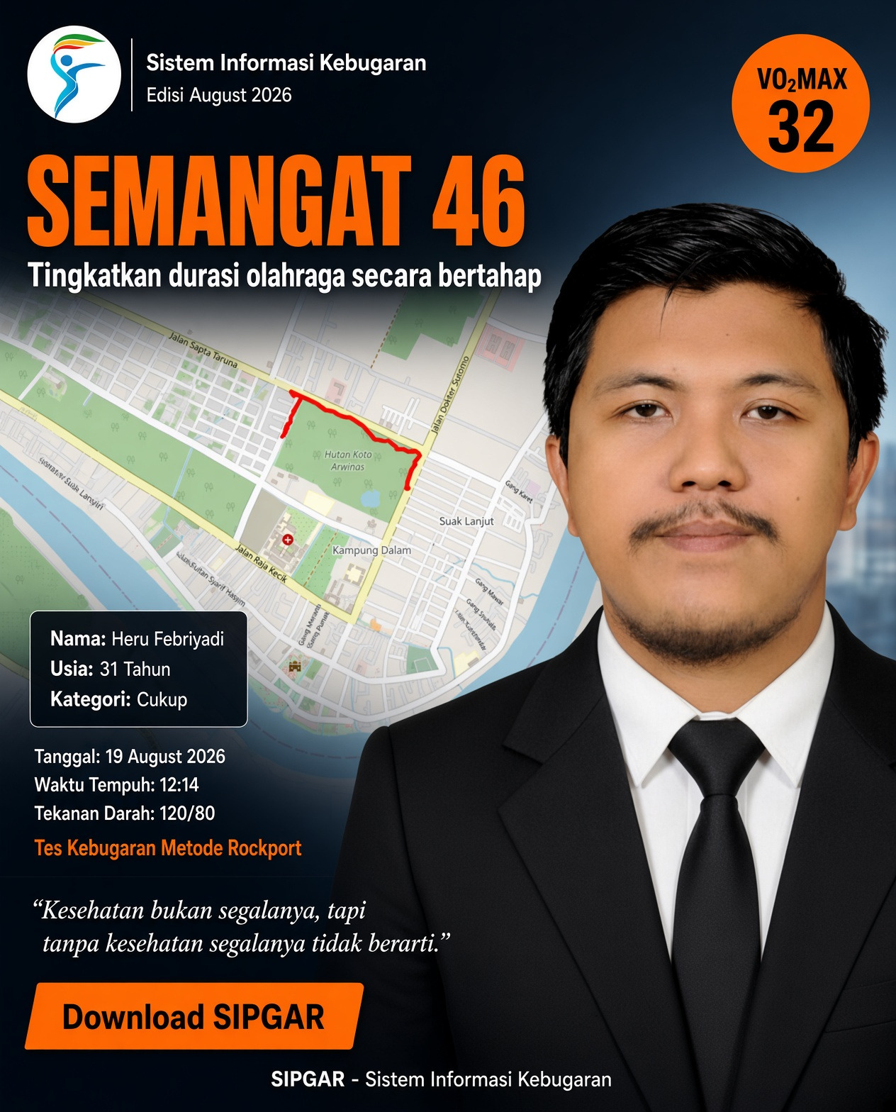Cover hasil tes kebugaran Heru Febriyadi