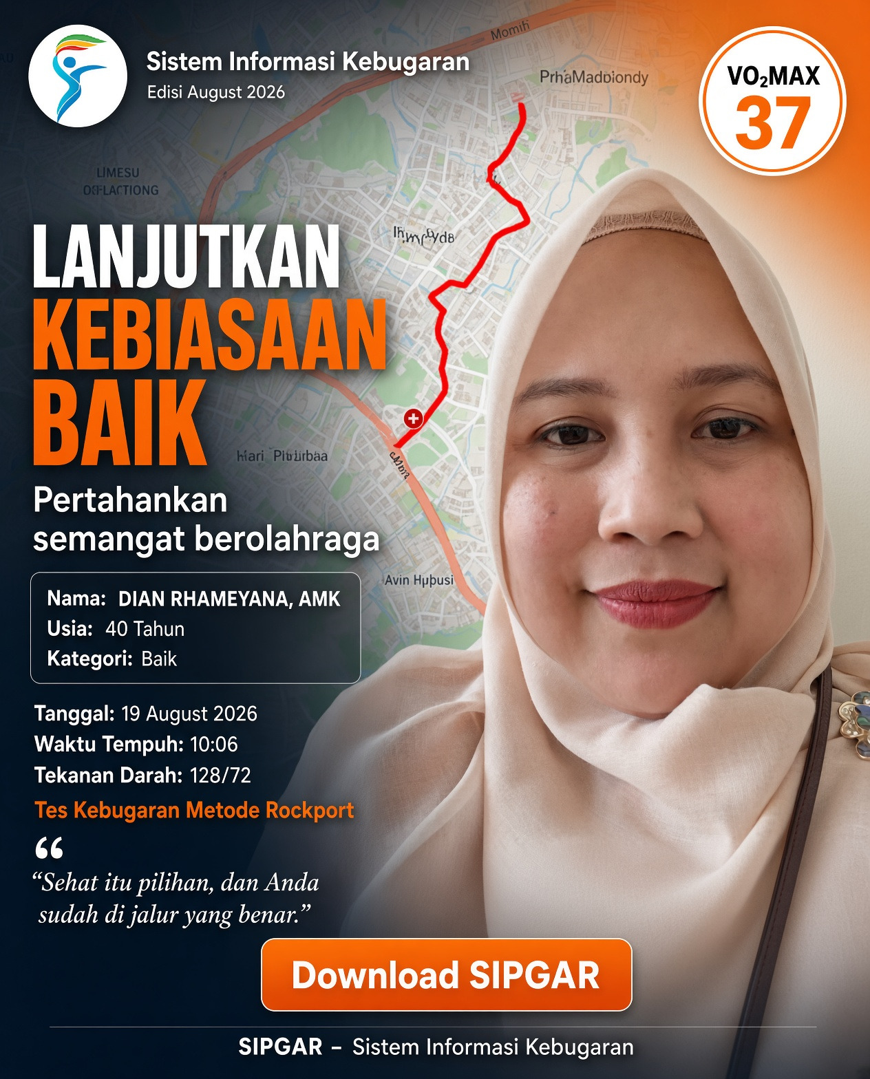 Cover hasil tes kebugaran DIAN RHAMEYANA, SKep