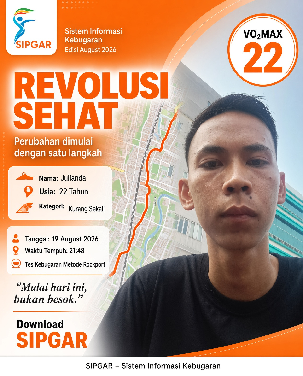 Cover hasil tes kebugaran Julianda