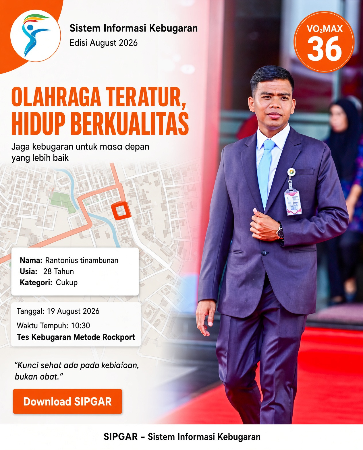 Cover hasil tes kebugaran Rantonius tinambunan