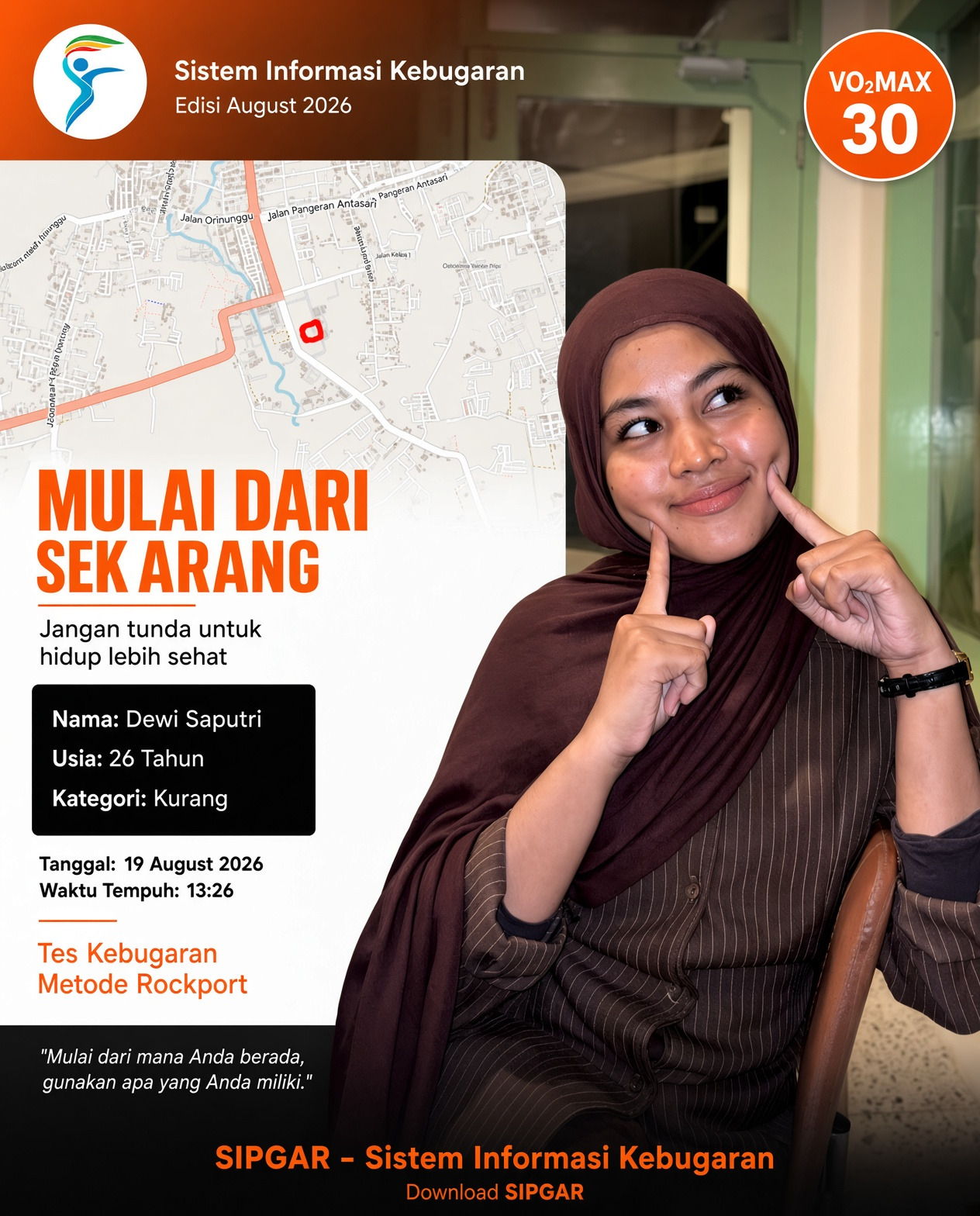 Cover hasil tes kebugaran Dewi Saputri