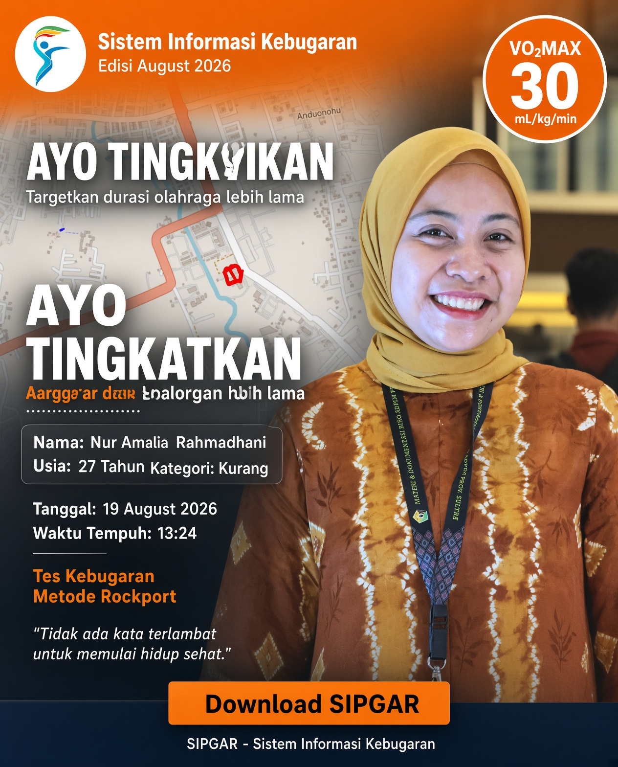 Cover hasil tes kebugaran Nur Amalia Rahmadhani