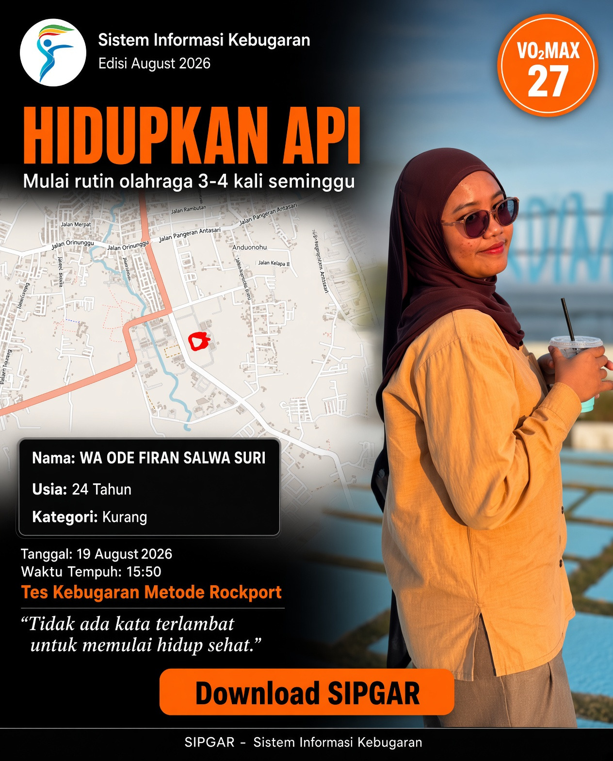 Cover hasil tes kebugaran WA ODE FIRAN SALWA SURI