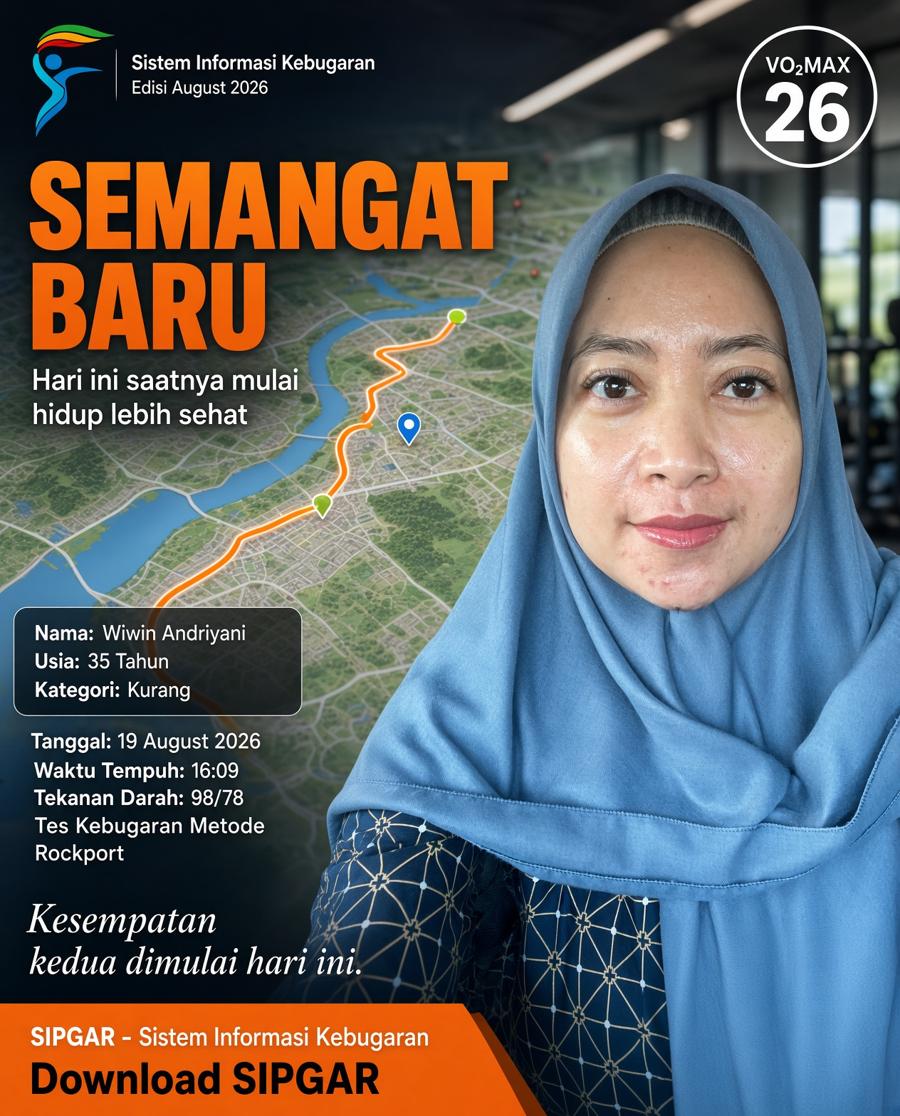 Cover hasil tes kebugaran Wiwin Andriyani