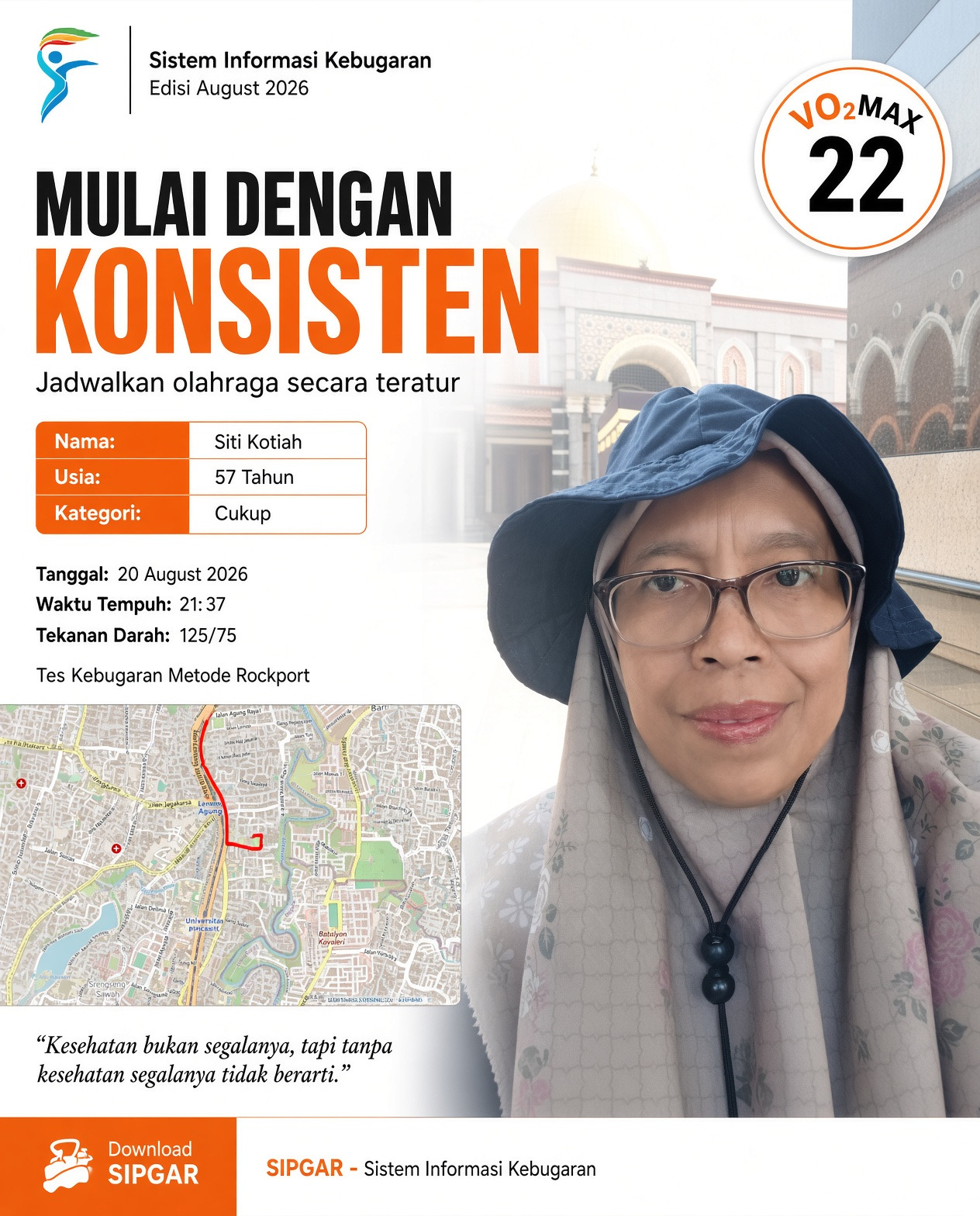 Cover hasil tes kebugaran Siti Kotiah
