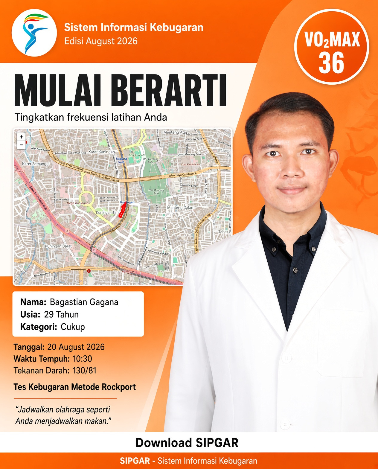 Cover hasil tes kebugaran Bagastian Gagana
