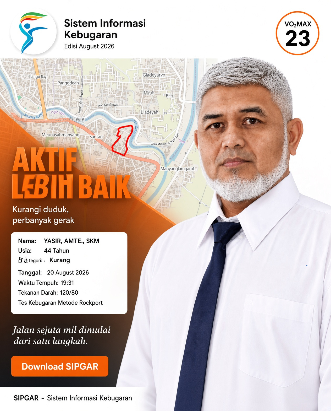 Cover hasil tes kebugaran YASIR, AMTE., SKM