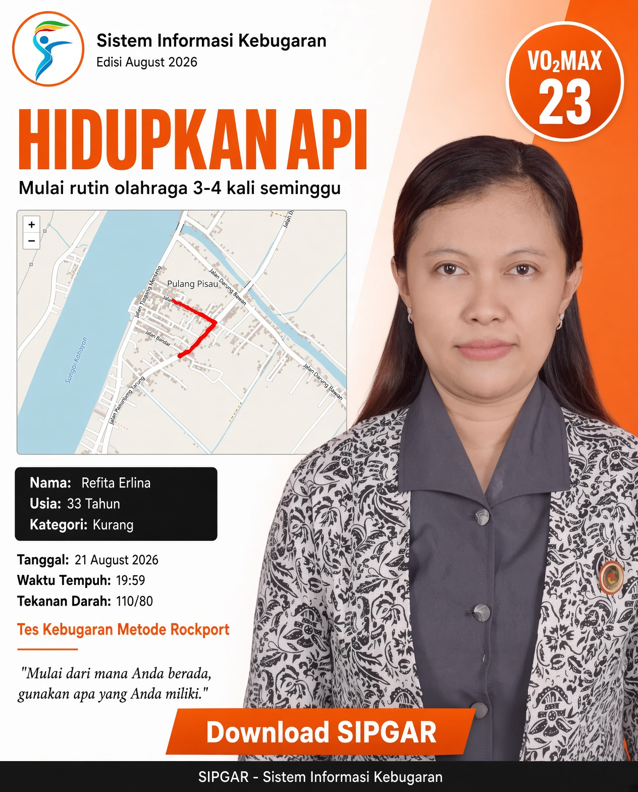 Cover hasil tes kebugaran Refita Erlina