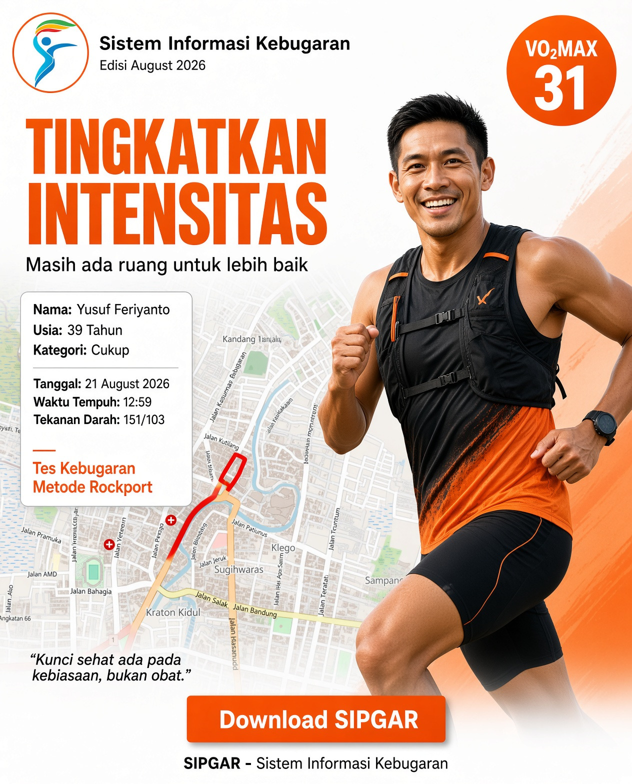 Cover hasil tes kebugaran Yusuf Feriyanto