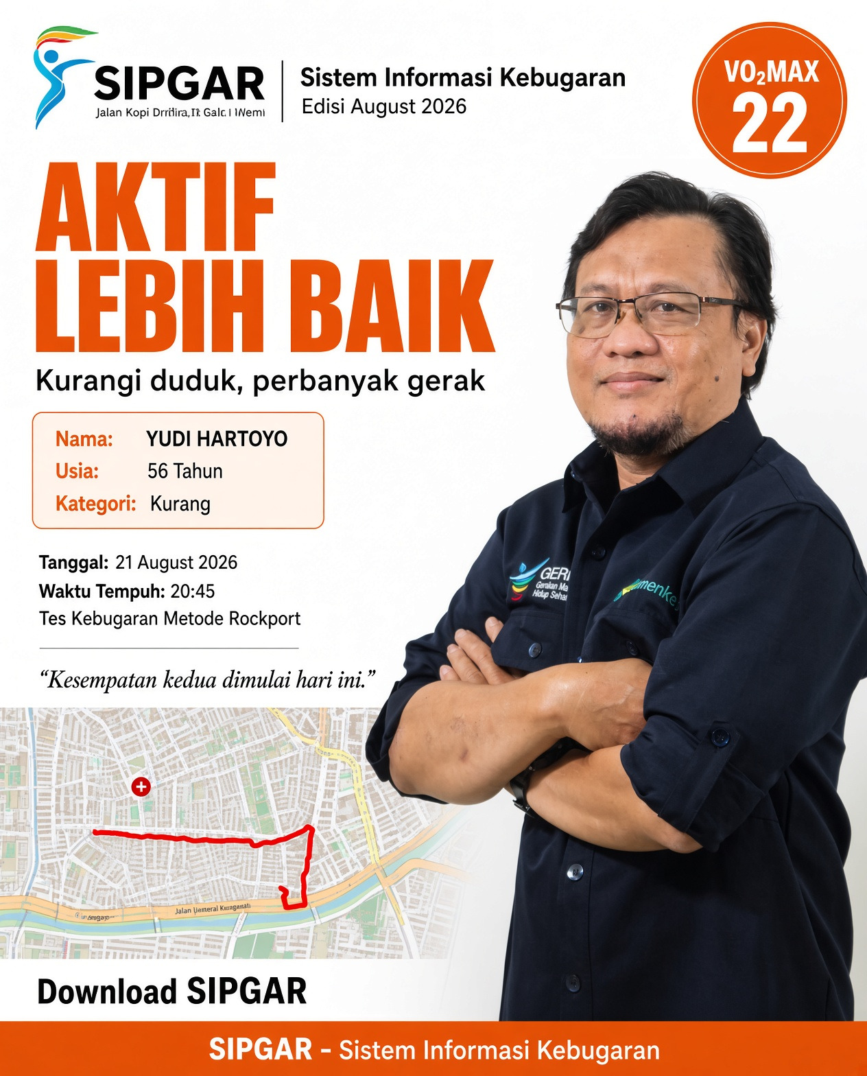 Cover hasil tes kebugaran YUDI HARTOYO