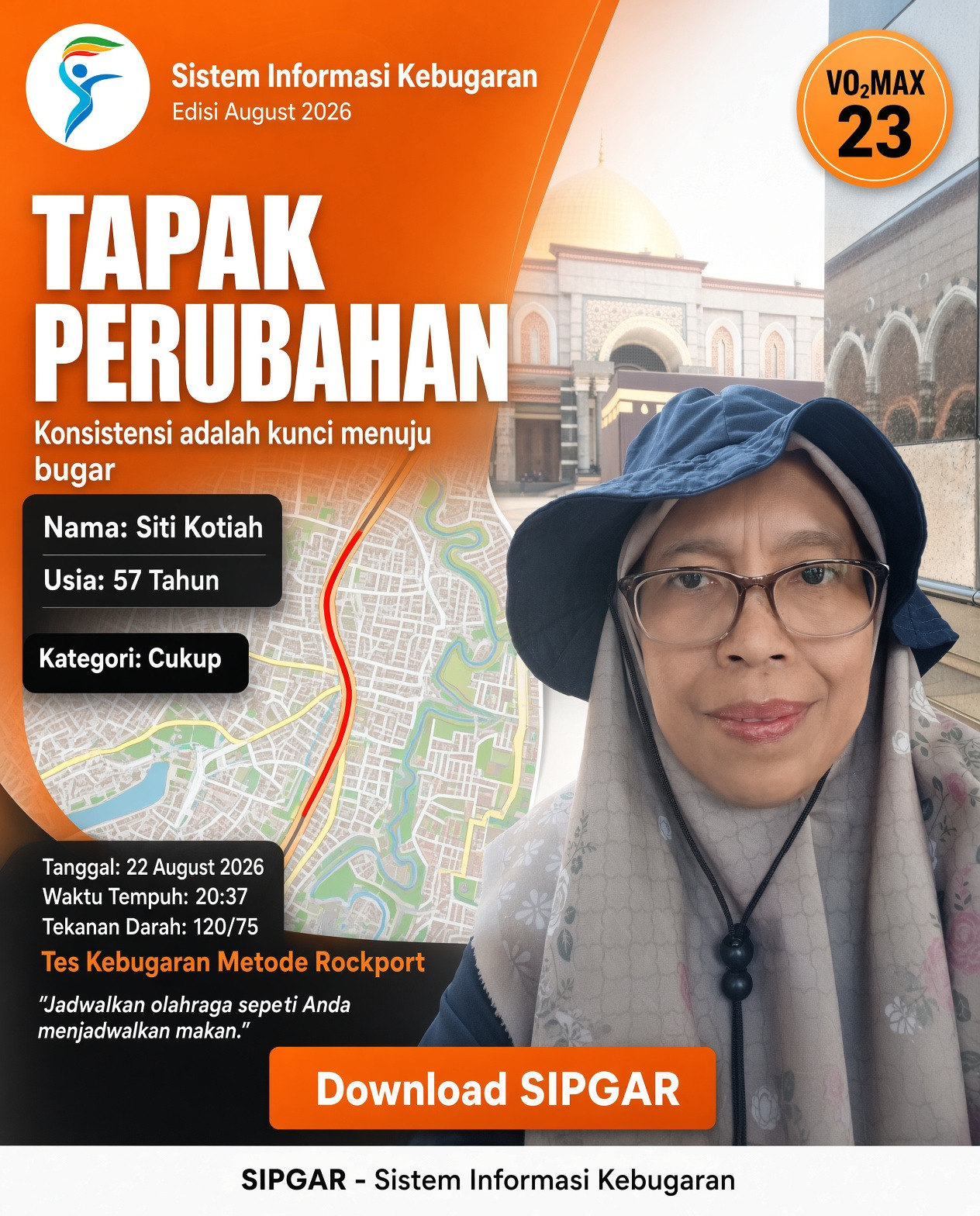 Cover hasil tes kebugaran Siti Kotiah
