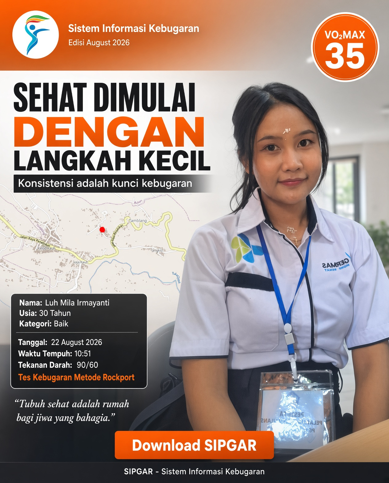 Cover hasil tes kebugaran Luh Mila Irmayanti