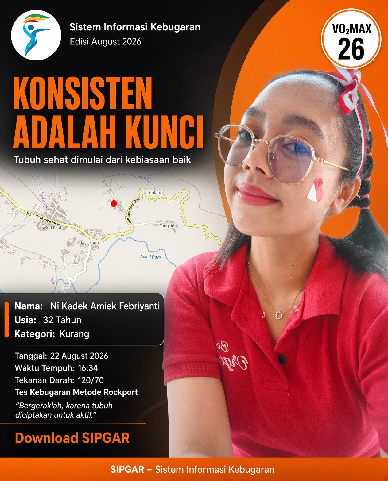 Cover hasil tes kebugaran Ni Kadek Amiek Febriyanti