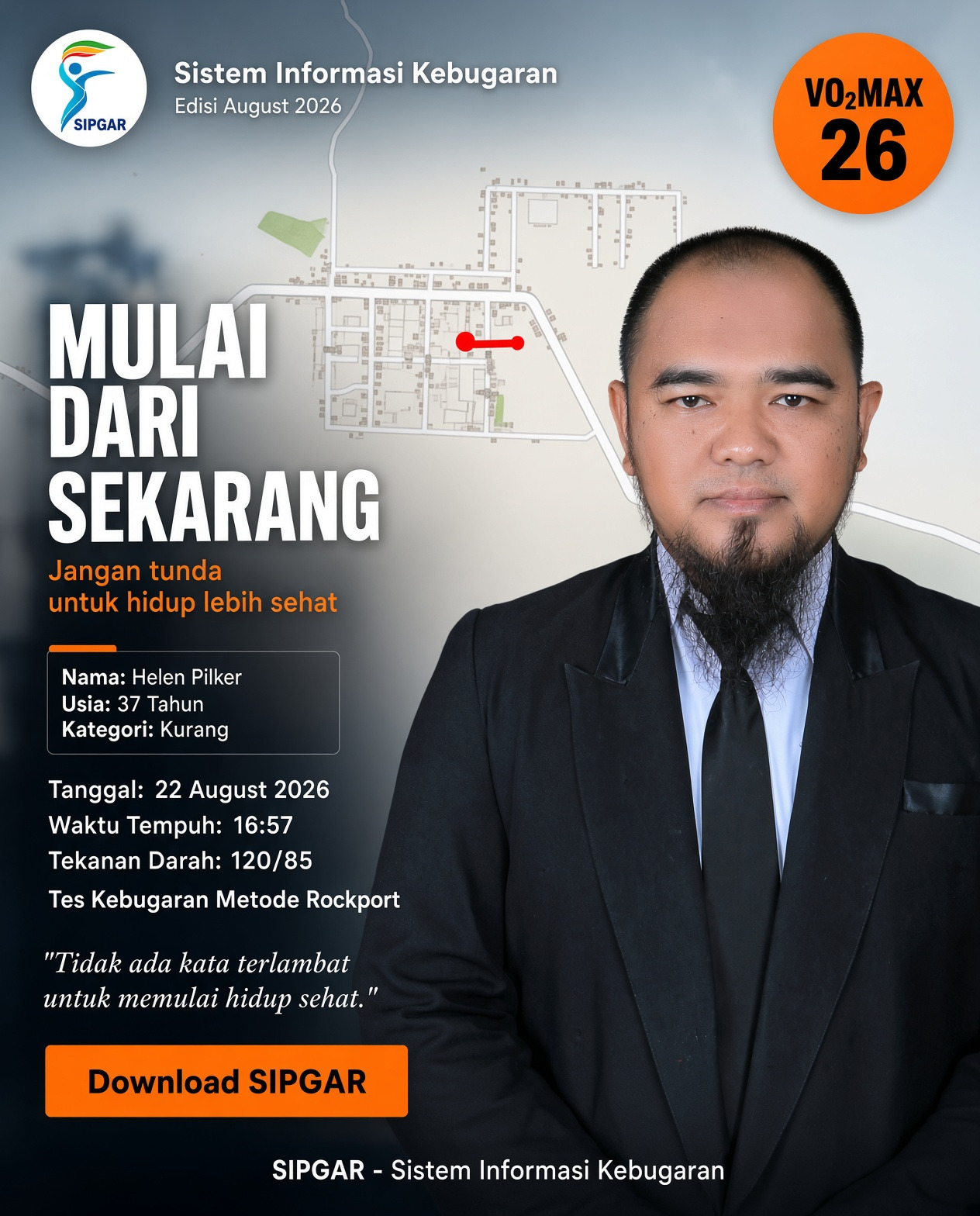 Cover hasil tes kebugaran Helen Pilker