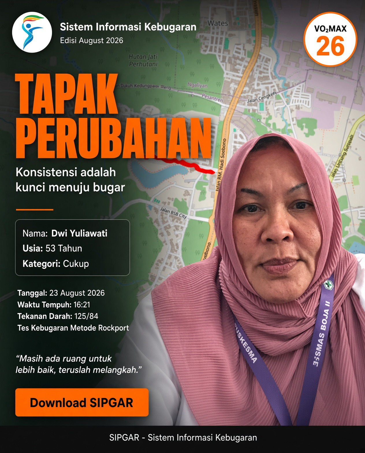 Cover hasil tes kebugaran Dwi Yuliawati
