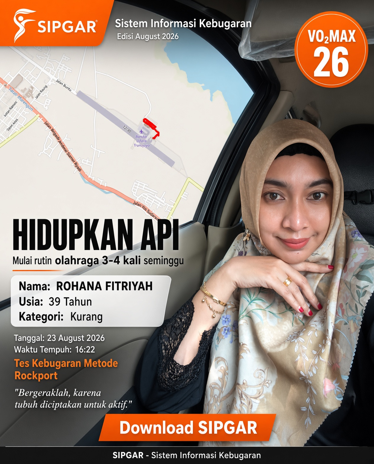 Cover hasil tes kebugaran ROHANA FITRIYAH