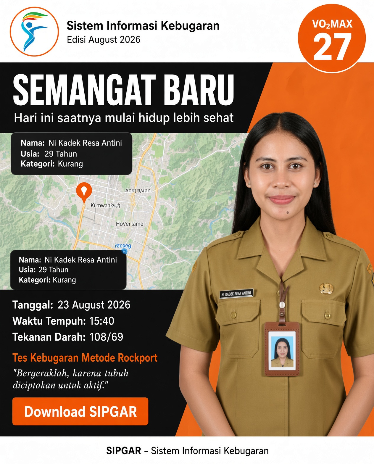 Cover hasil tes kebugaran Ni Kadek Resa Antini