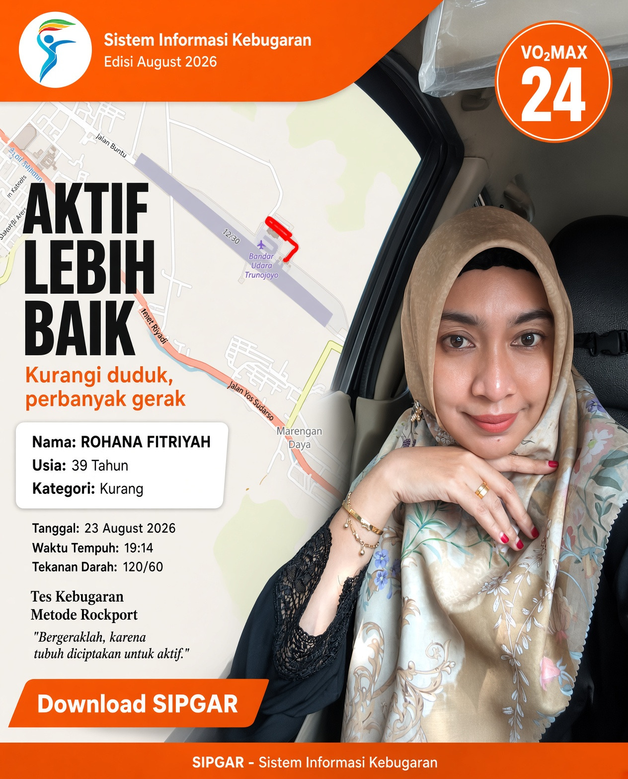 Cover hasil tes kebugaran ROHANA FITRIYAH