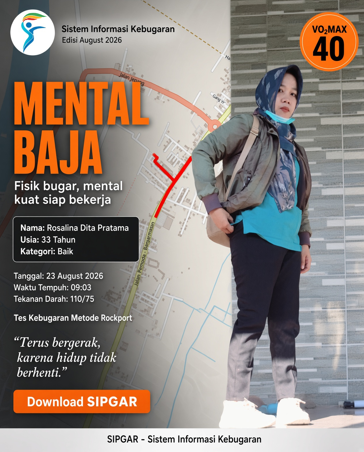 Cover hasil tes kebugaran Rosalina Dita Pratama