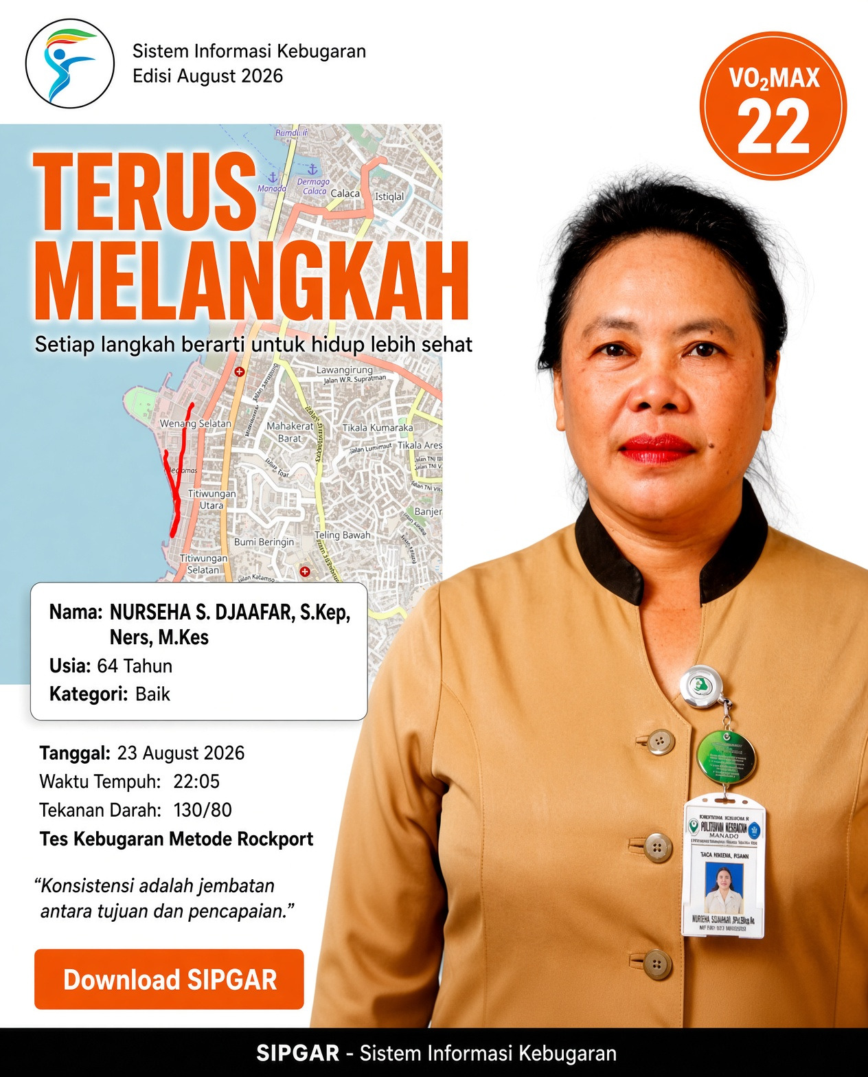 Cover hasil tes kebugaran NURSEHA S. DJAAFAR, S.Kep, Ners, M.Kes