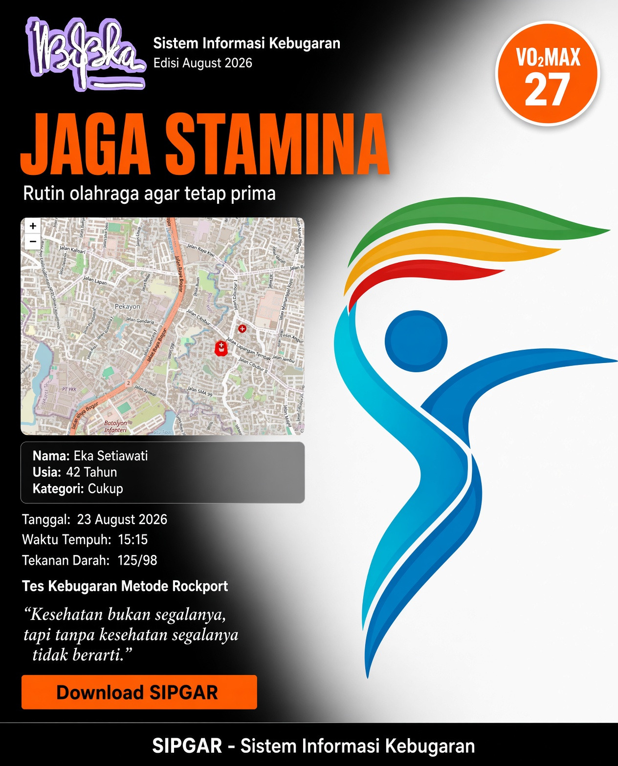 Cover hasil tes kebugaran Eka Setiawati
