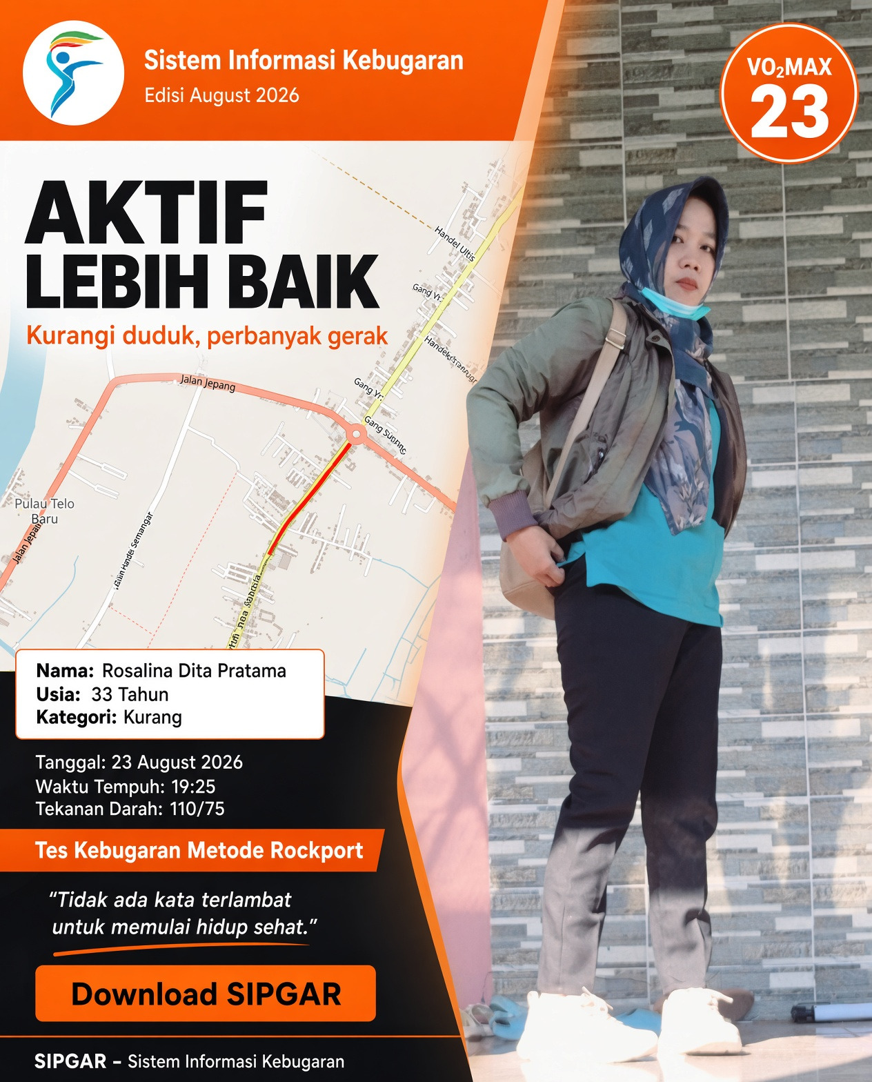 Cover hasil tes kebugaran Rosalina Dita Pratama