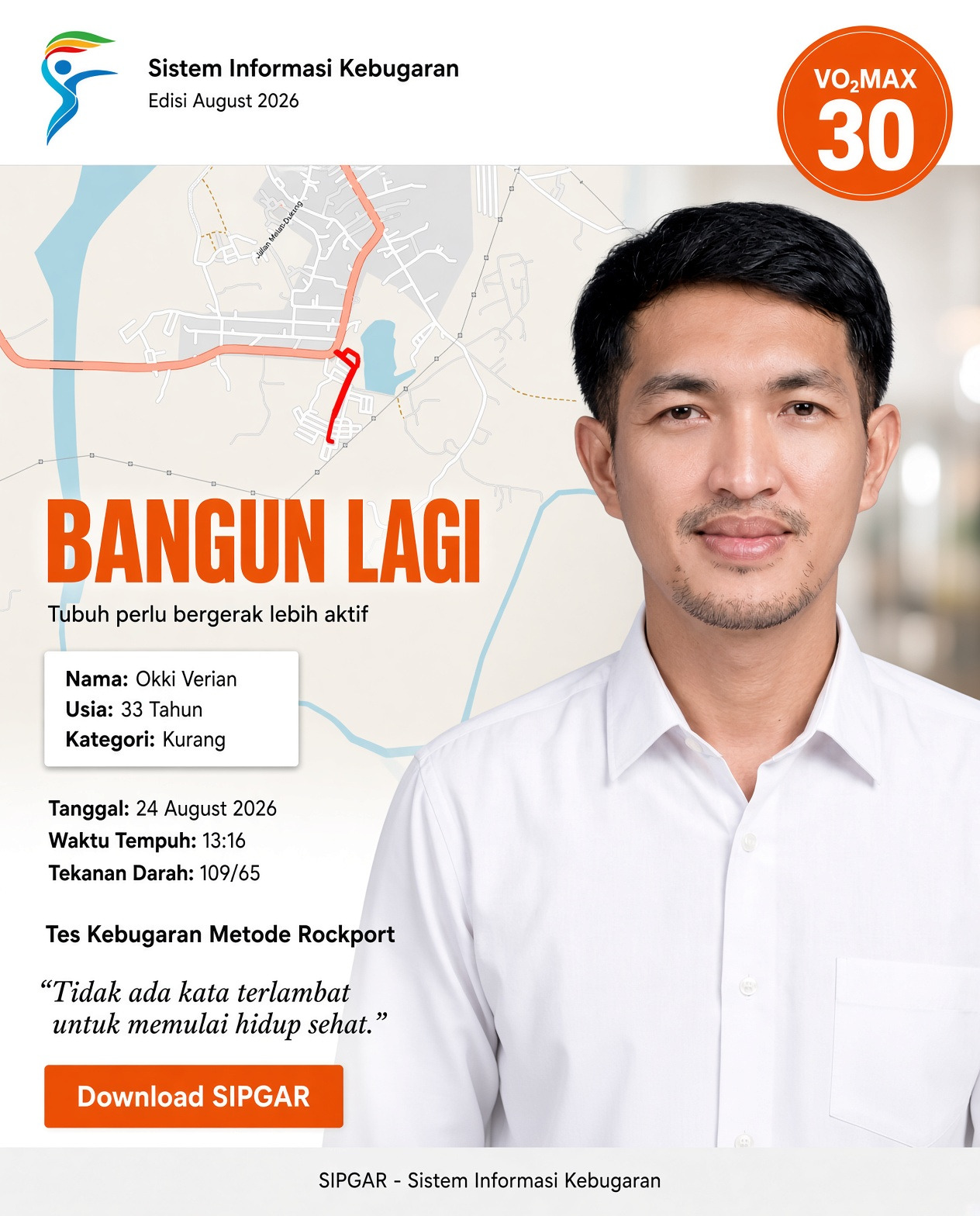 Cover hasil tes kebugaran Okki Verian