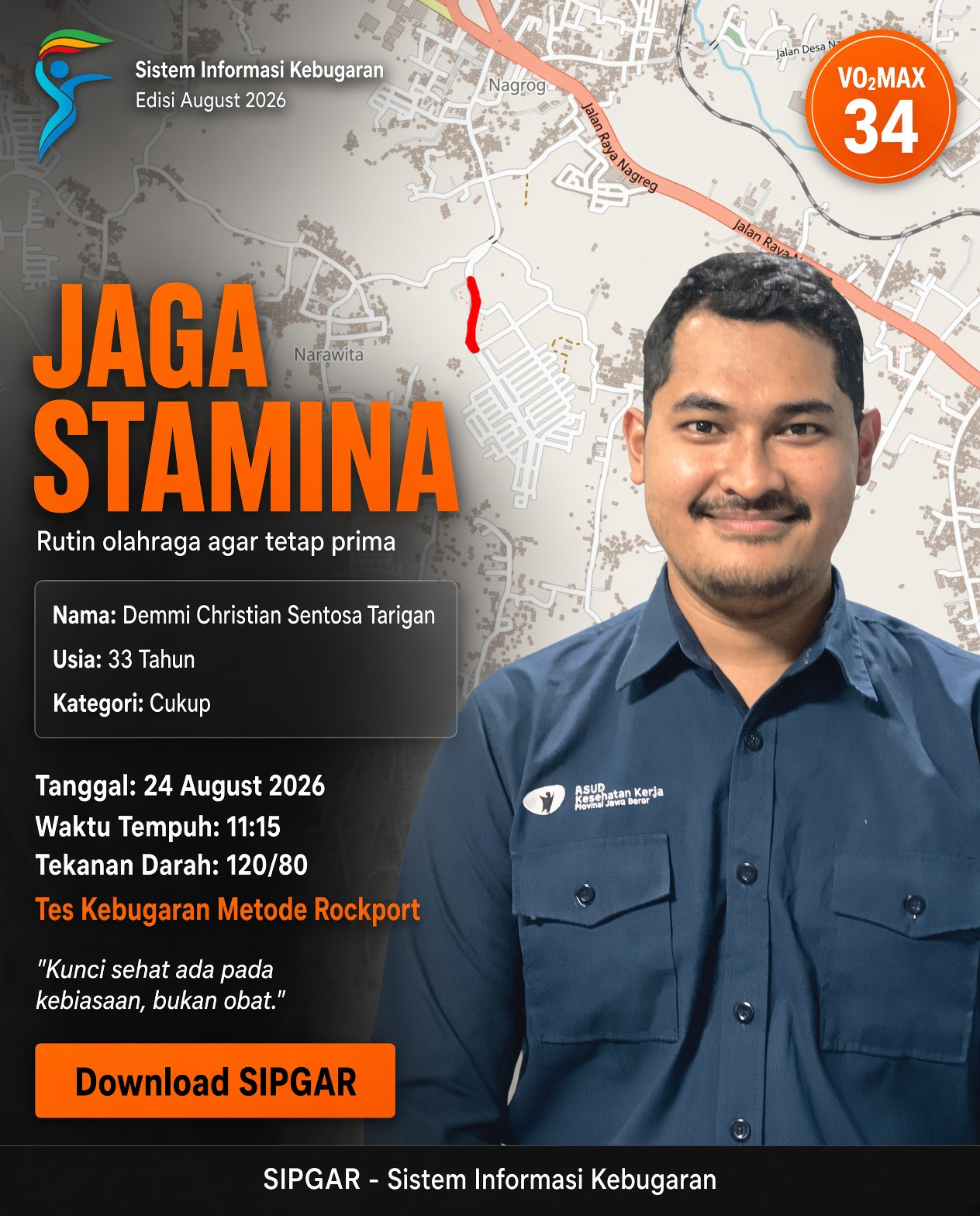 Cover hasil tes kebugaran Demmi Christian Sentosa Tarigan