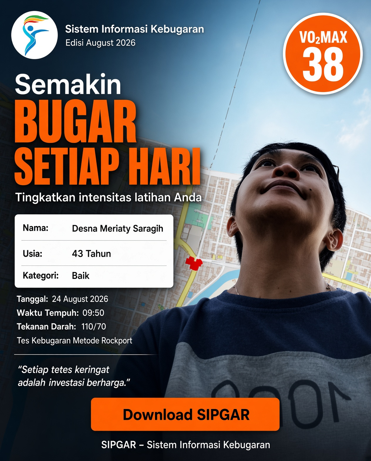 Cover hasil tes kebugaran Desna Meriaty Saragih