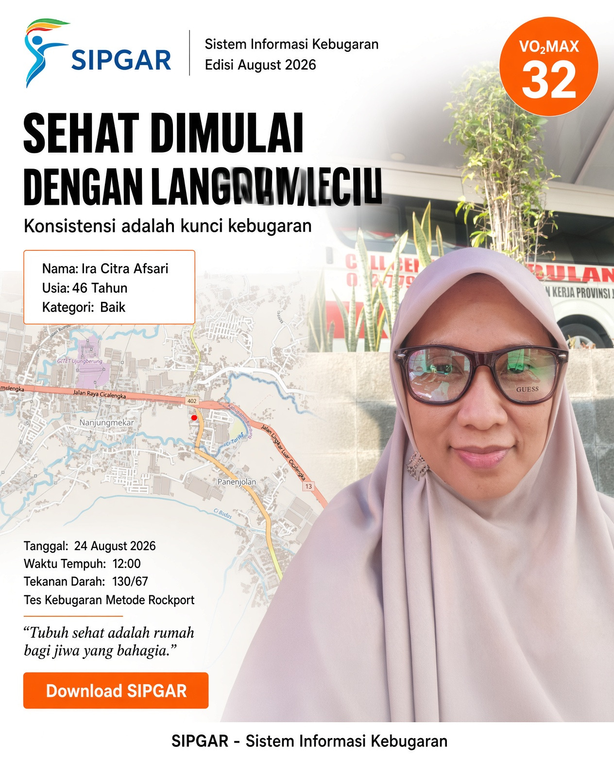 Cover hasil tes kebugaran Ira Citra Afsari