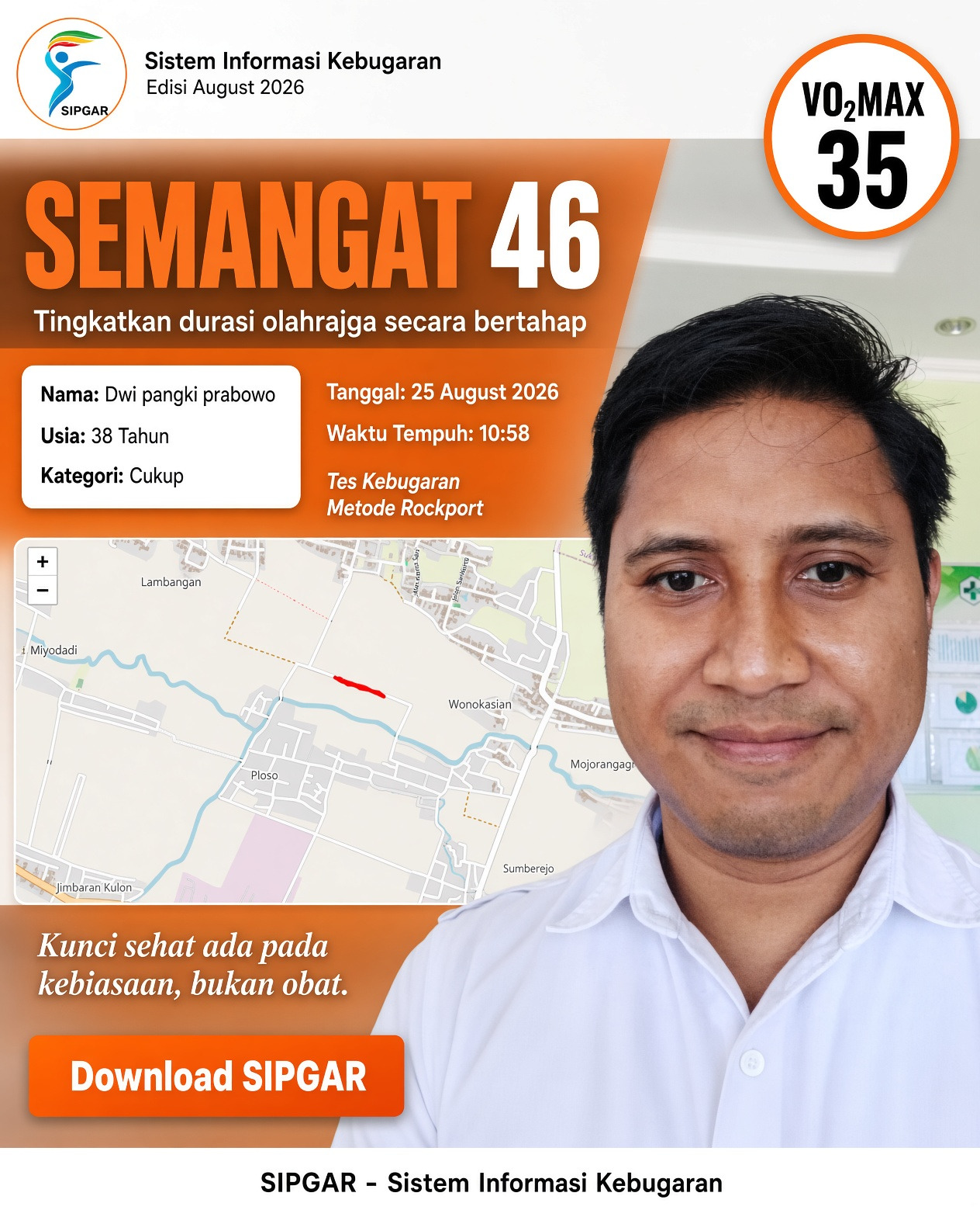 Cover hasil tes kebugaran Dwi pangki prabowo