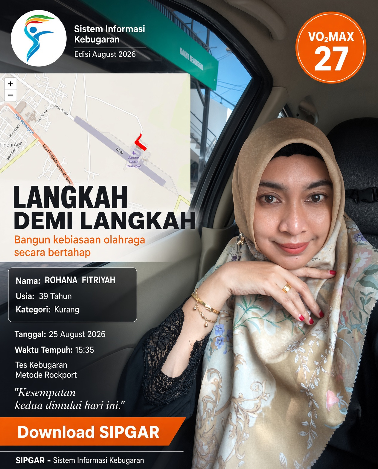 Cover hasil tes kebugaran ROHANA FITRIYAH