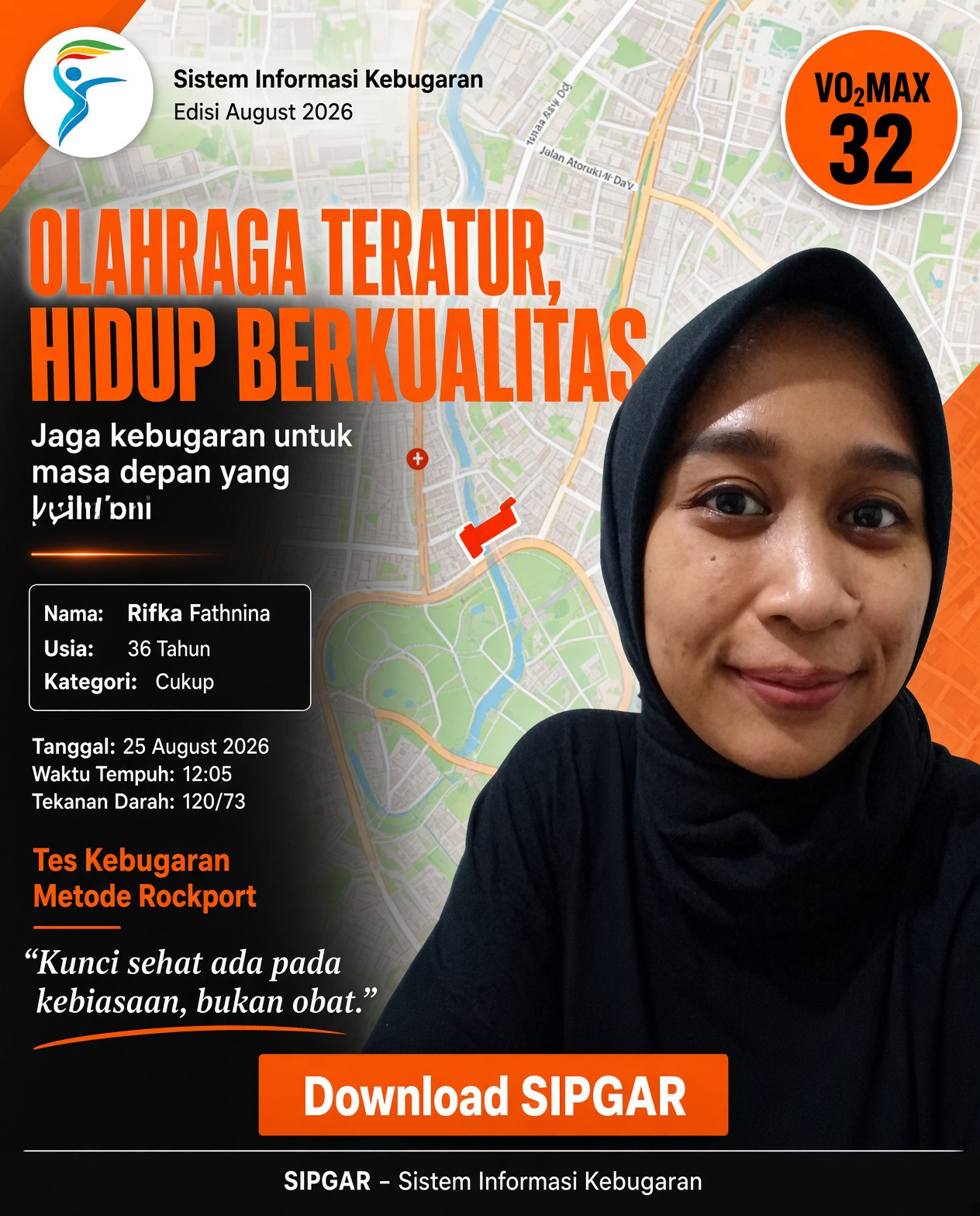 Cover hasil tes kebugaran Rifka Fathnina