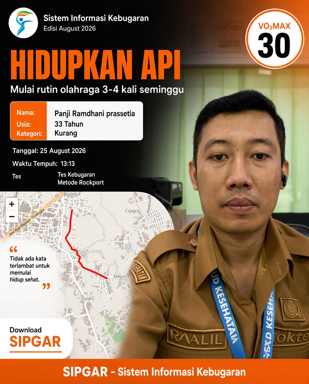 Cover hasil tes kebugaran Panji Ramdhani prasetia