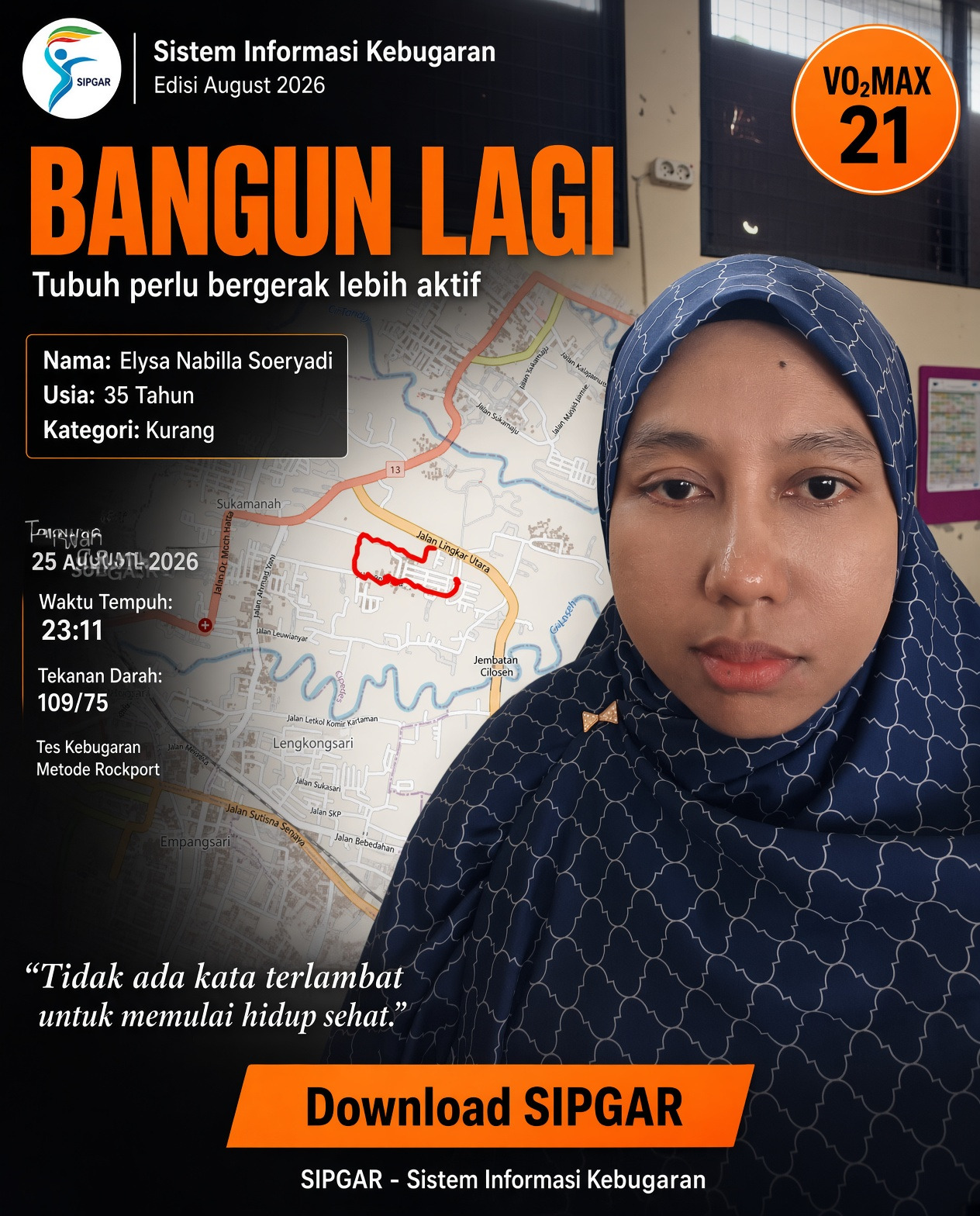 Cover hasil tes kebugaran Elysa Nabilla Soeryadi
