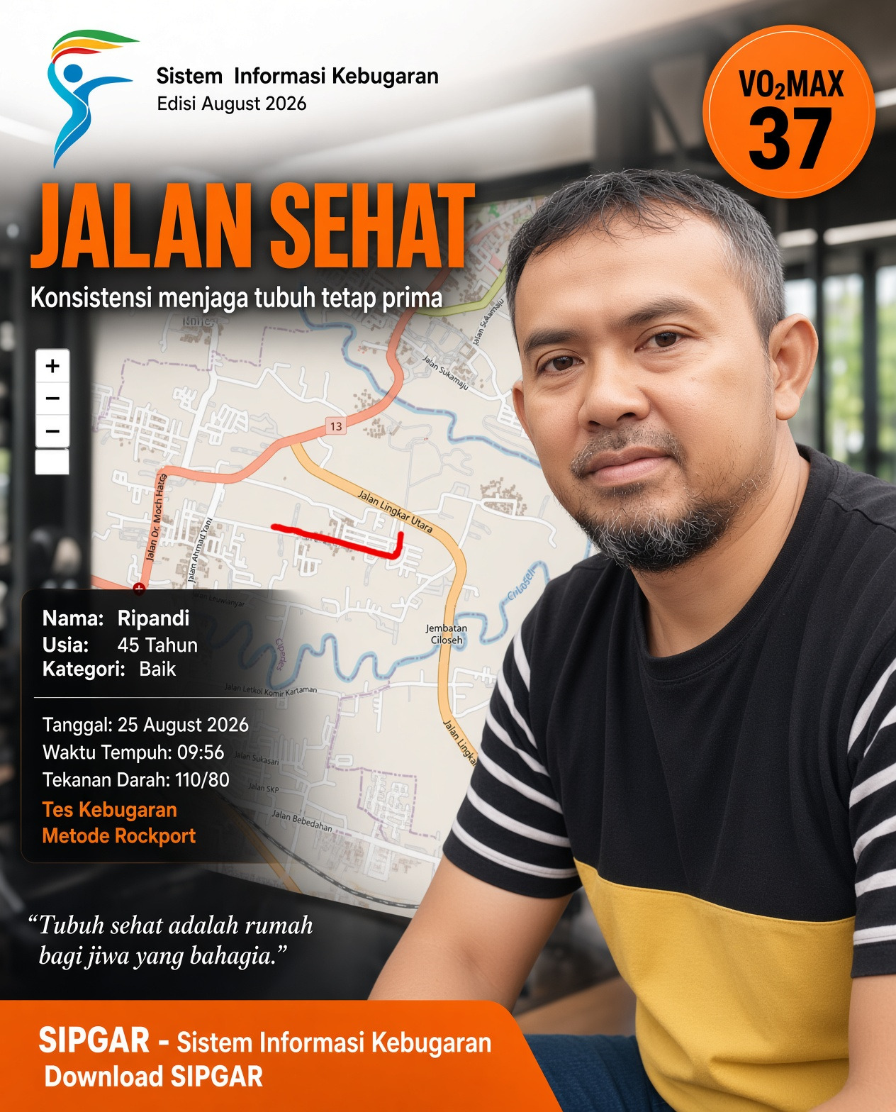 Cover hasil tes kebugaran Ripandi