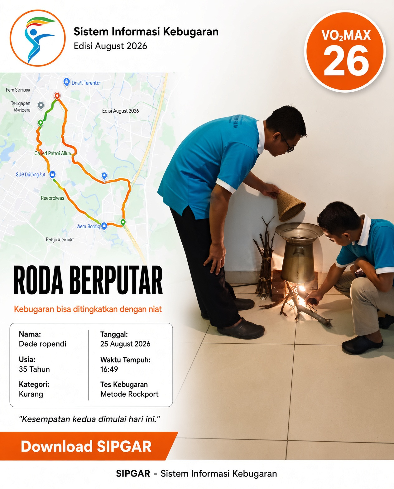 Cover hasil tes kebugaran Dede ropendi