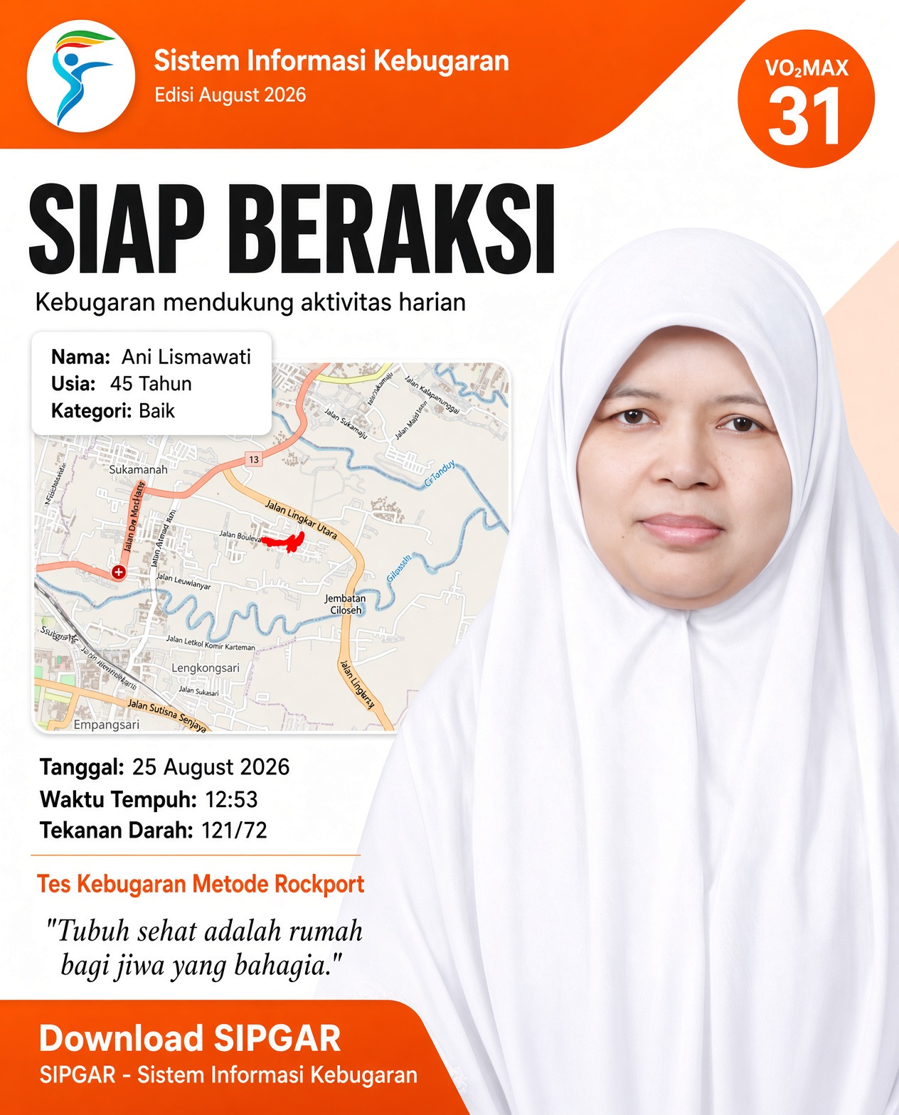 Cover hasil tes kebugaran Ani Lismawati