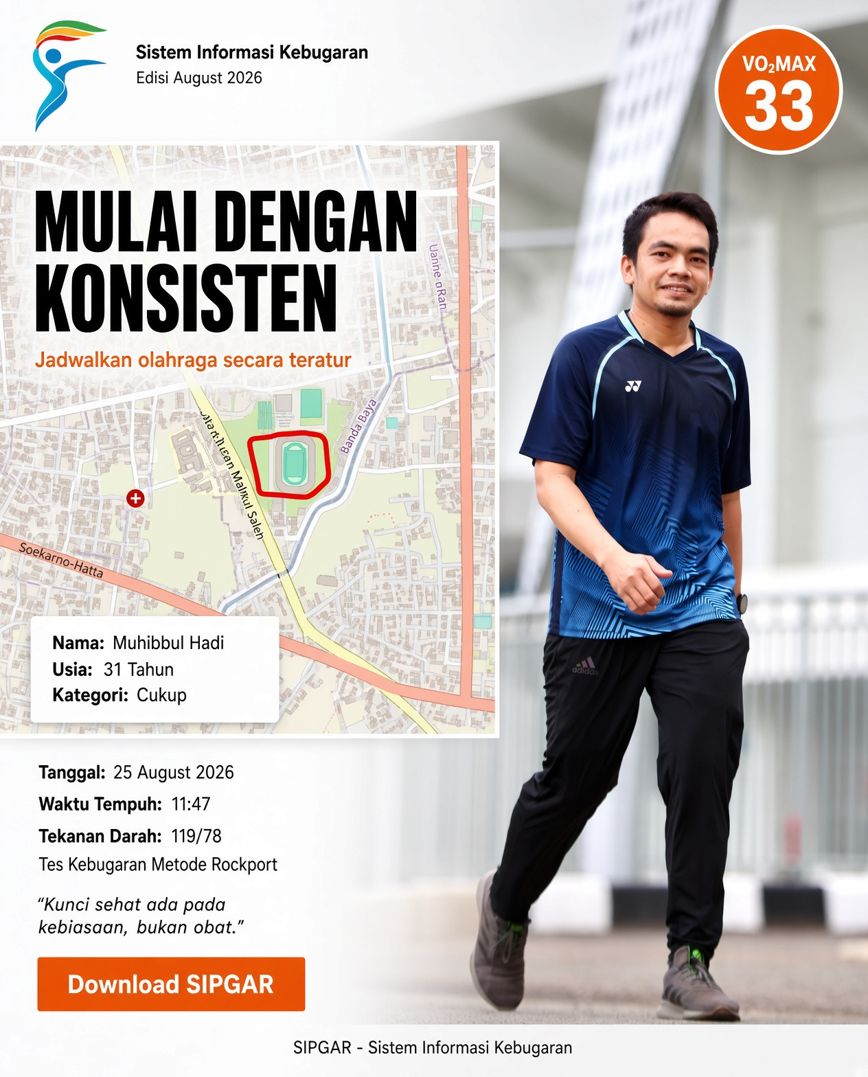 Cover hasil tes kebugaran Muhibbul Hadi