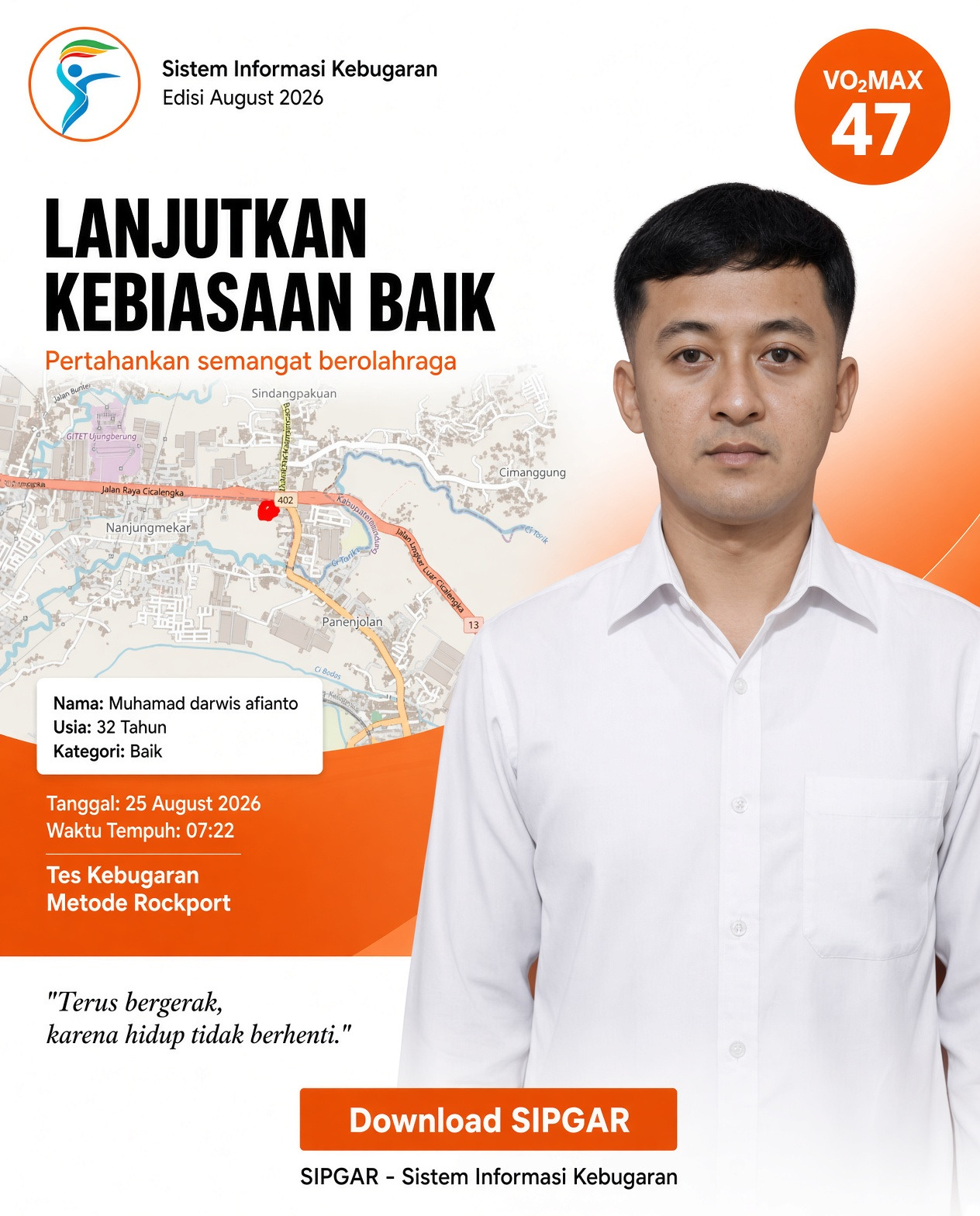 Cover hasil tes kebugaran Muhamad darwis afianto