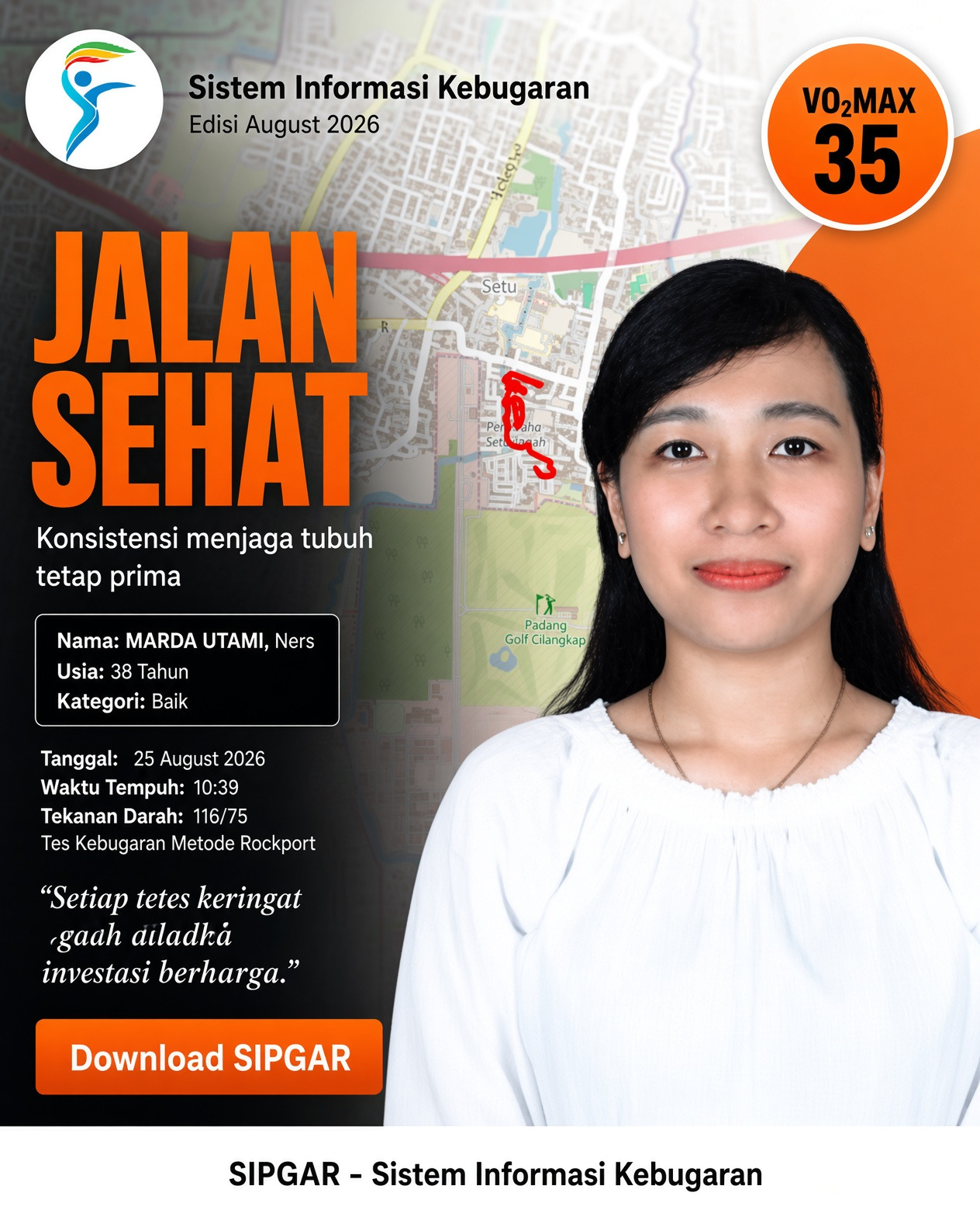 Cover hasil tes kebugaran MARDA UTAMI, Ners