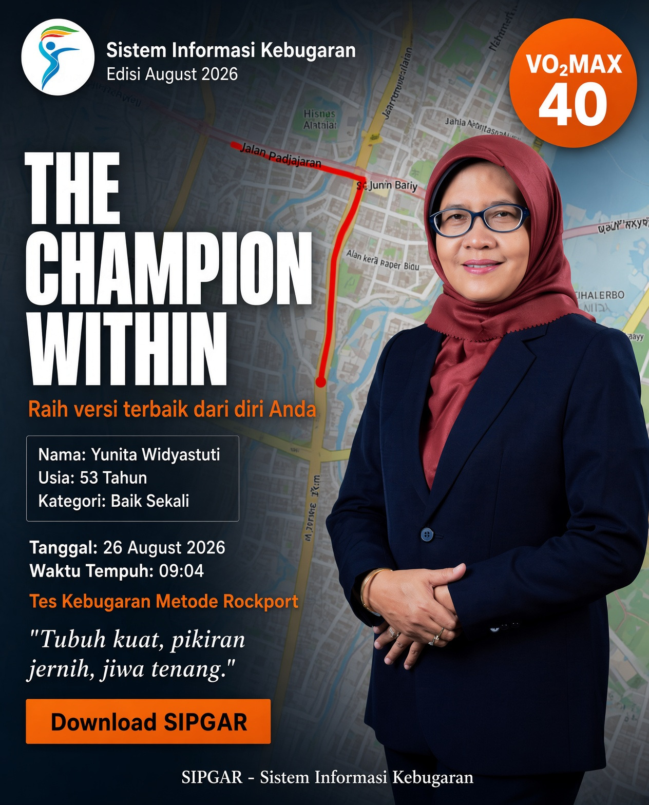 Cover hasil tes kebugaran Yunita Widyastuti