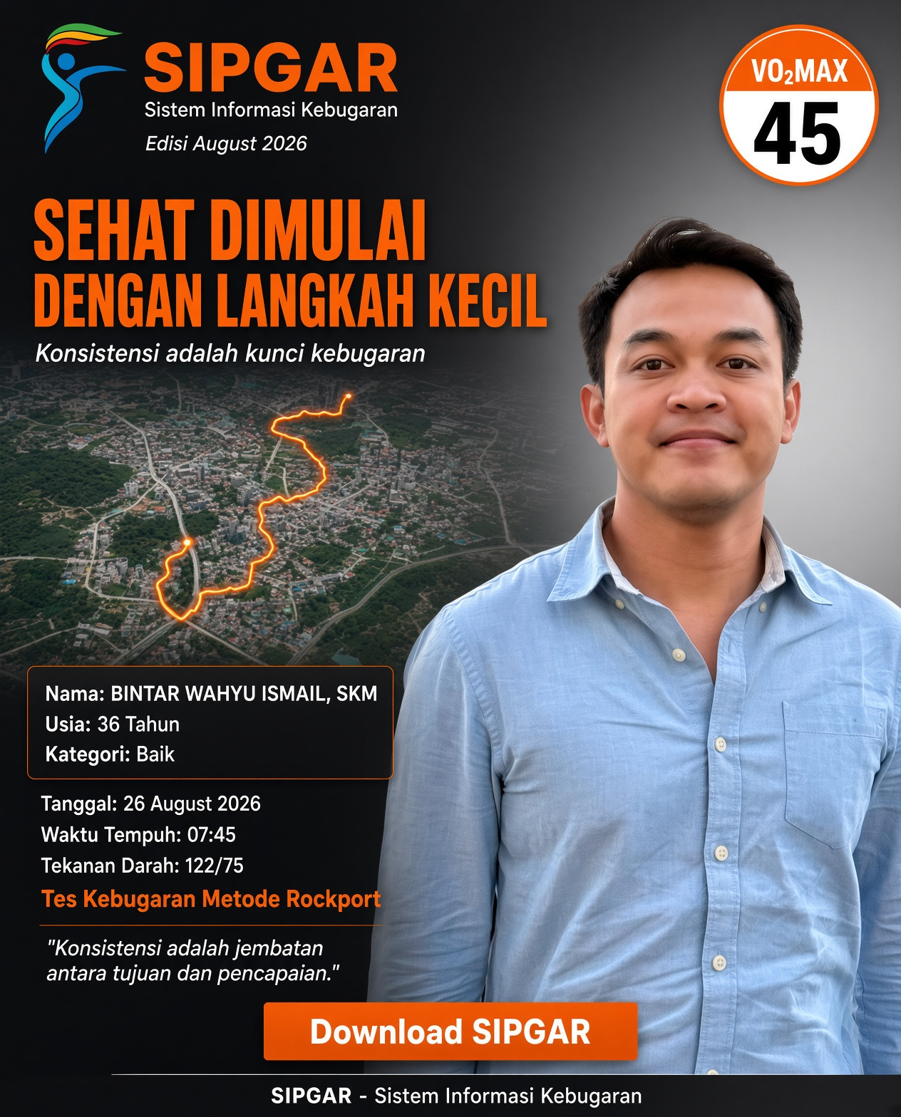 Cover hasil tes kebugaran BINTAR WAHYU ISMAIL, SKM