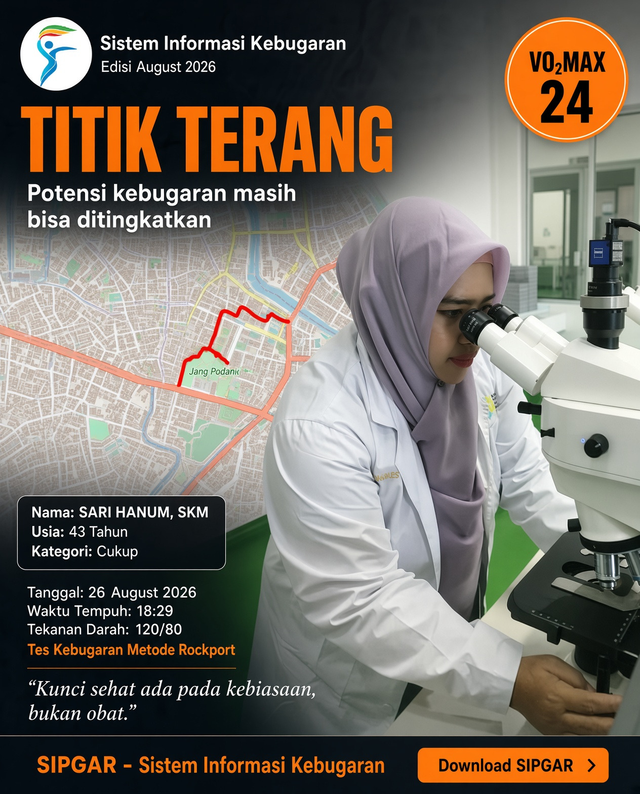 Cover hasil tes kebugaran SARI HANUM, SKM