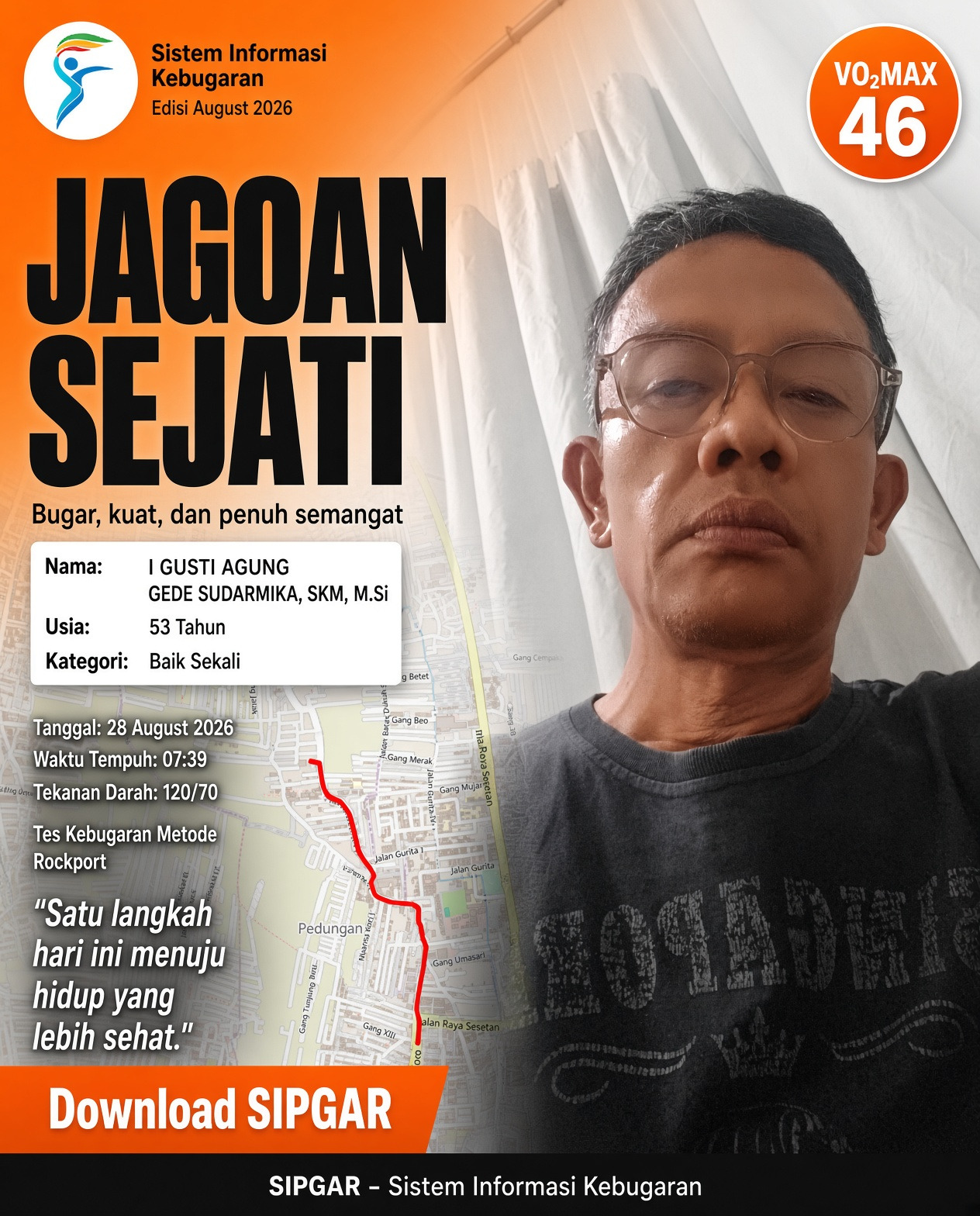 Cover hasil tes kebugaran I GUSTI AGUNG GEDE SUDARMIKA, SKM, M.Si