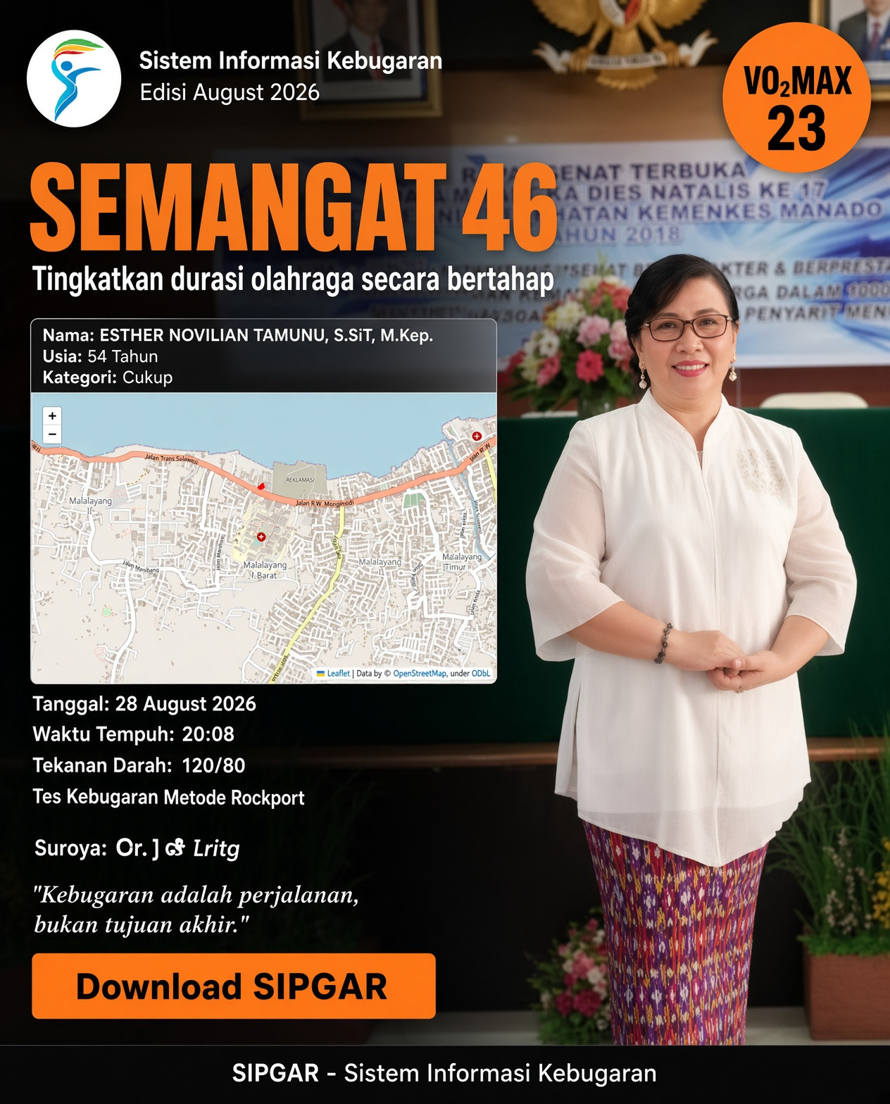 Cover hasil tes kebugaran ESTHER NOVILIAN TAMUNU, S.SiT, M.Kep.