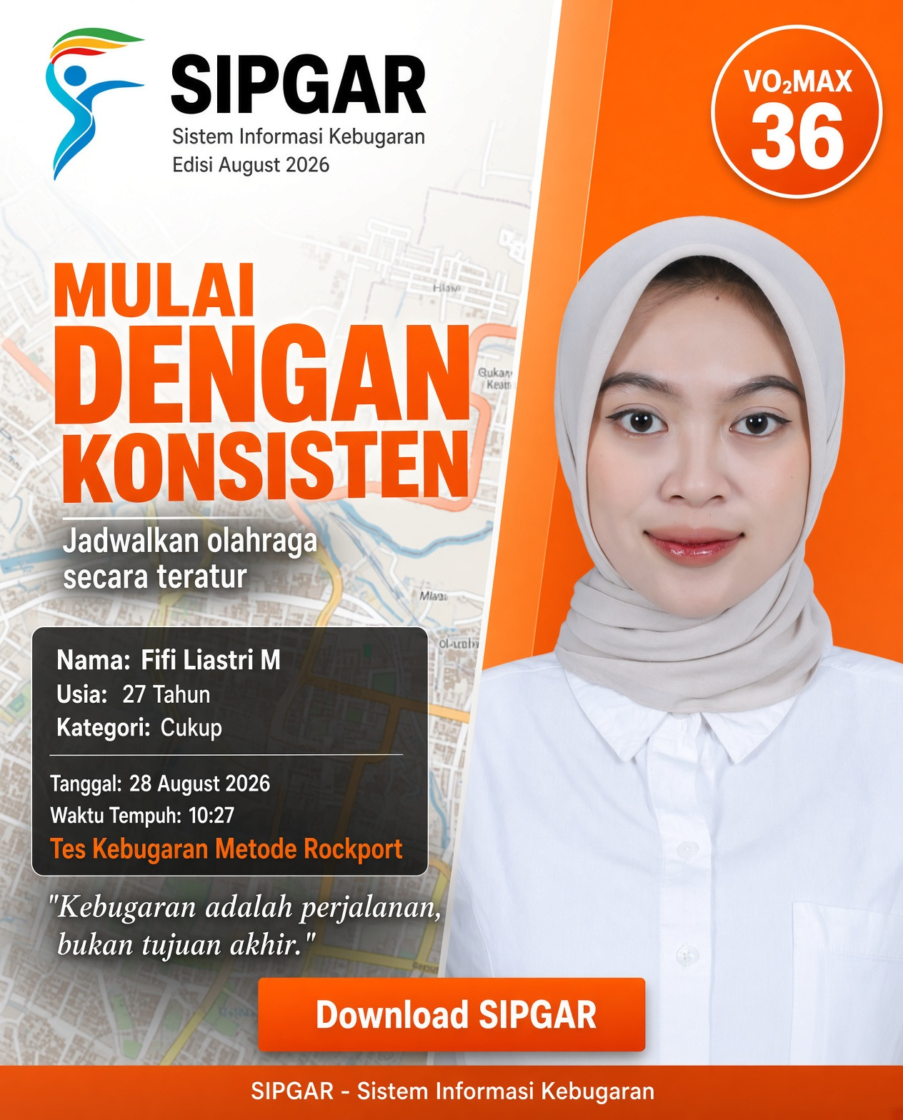 Cover hasil tes kebugaran Fifi Liastri M